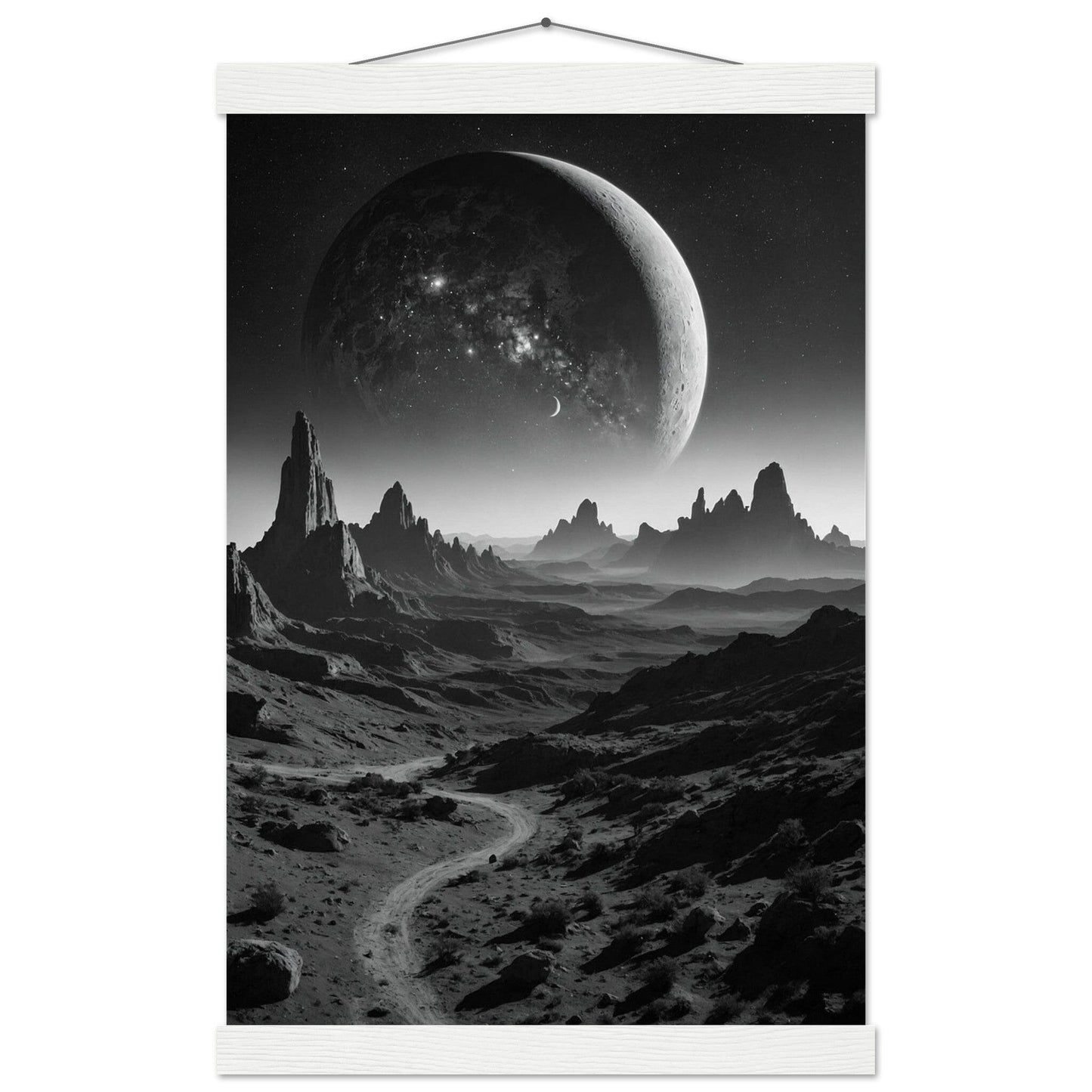 Premium Matte Paper Poster with Hanger - Minimalistische Kunstpräsentation mit Holzhänger Print Material Modern Masterpieces 28x43 cm / XL (11x17″) White wall hanger 