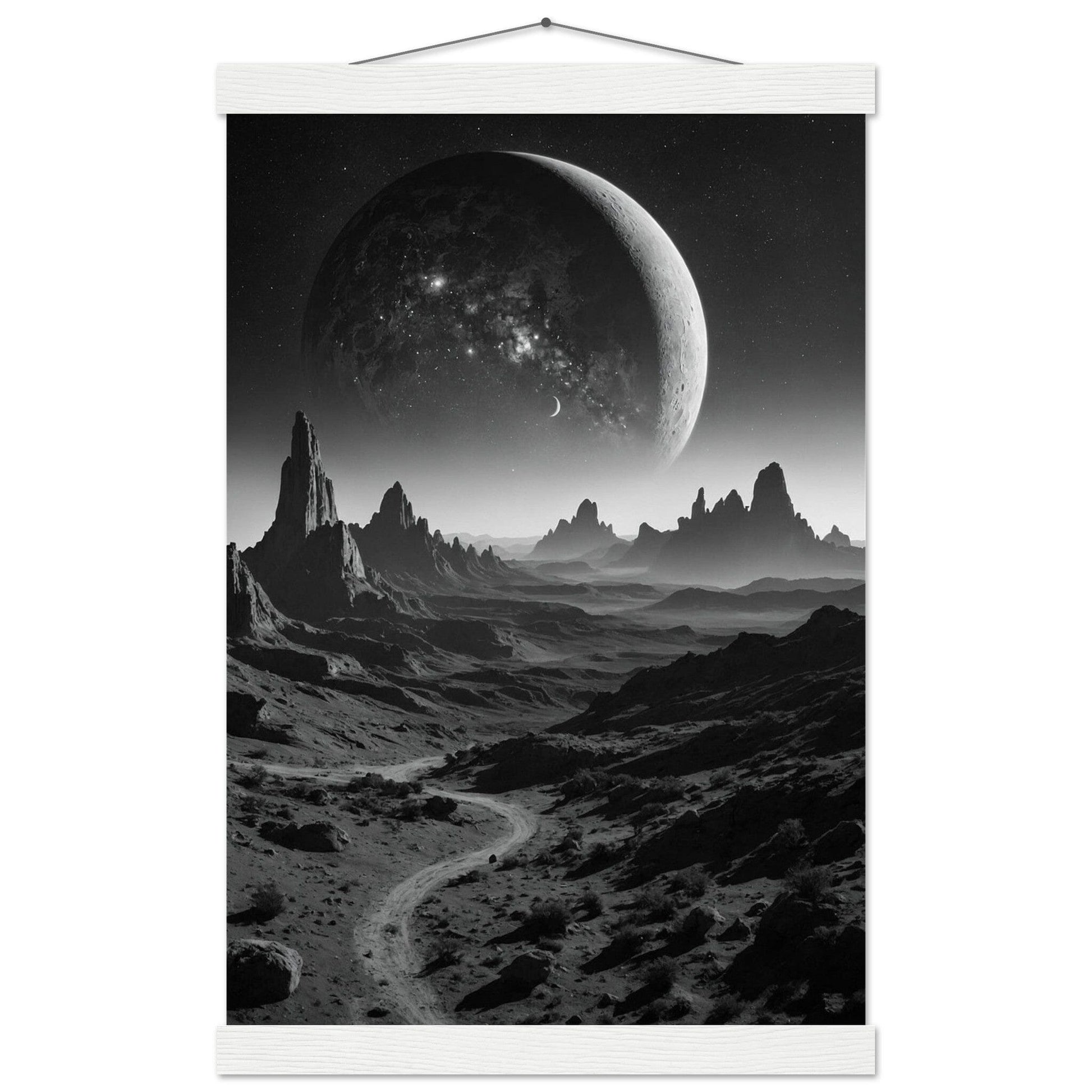 Premium Matte Paper Poster with Hanger - Minimalistische Kunstpräsentation mit Holzhänger Print Material Modern Masterpieces 28x43 cm / XL (11x17″) White wall hanger 