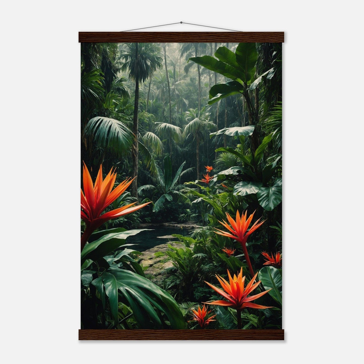Premium Matte Paper Poster with Hanger - Minimalistische Kunstpräsentation mit Holzhänger Print Material Modern Masterpieces 40x60 cm / 16x24″ Dark wood wall hanger 