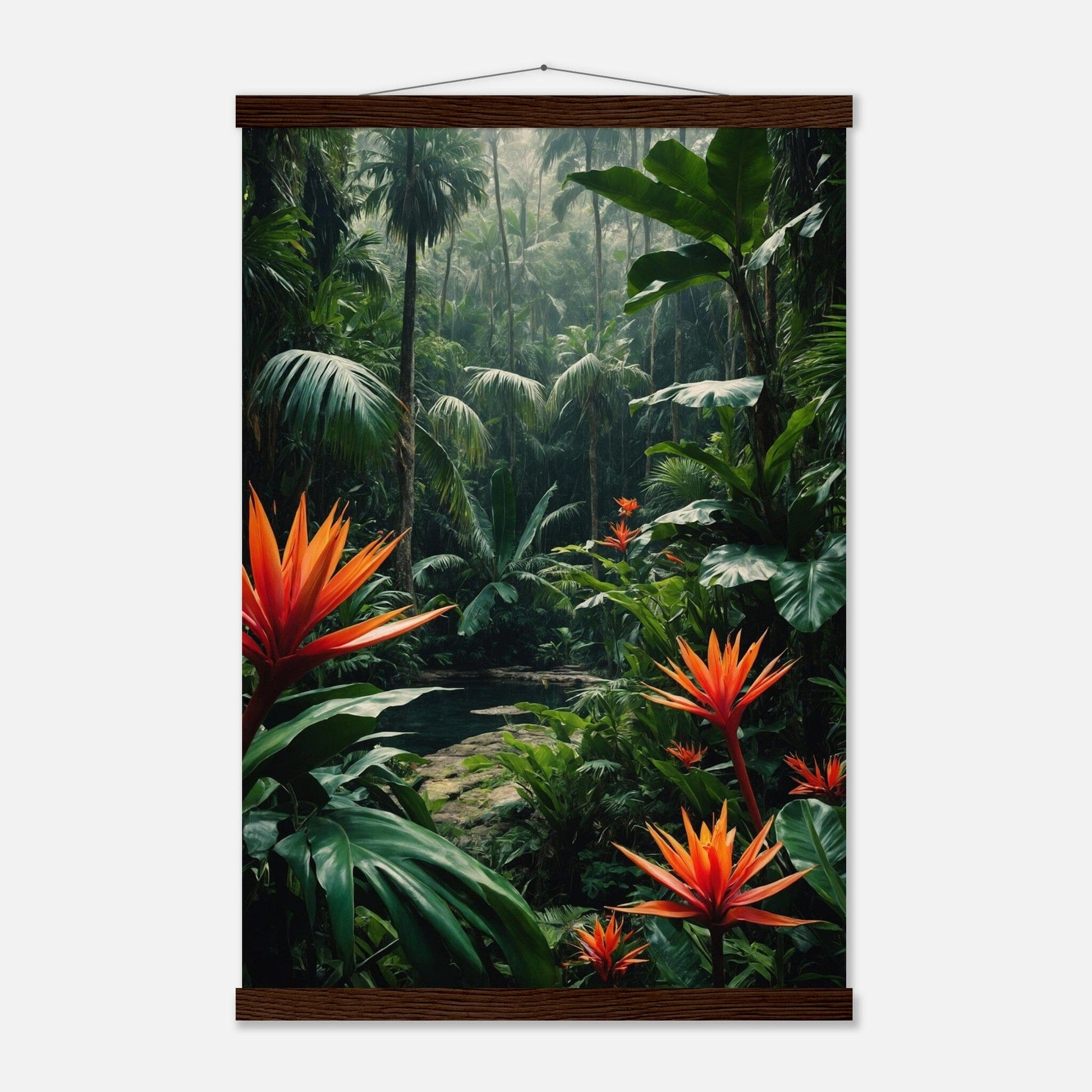 Premium Matte Paper Poster with Hanger - Minimalistische Kunstpräsentation mit Holzhänger Print Material Modern Masterpieces 40x60 cm / 16x24″ Dark wood wall hanger 