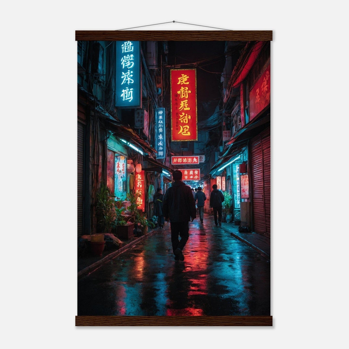 Premium Matte Paper Poster with Hanger - Minimalistische Kunstpräsentation mit Holzhänger Print Material Modern Masterpieces 40x60 cm / 16x24″ Dark wood wall hanger 