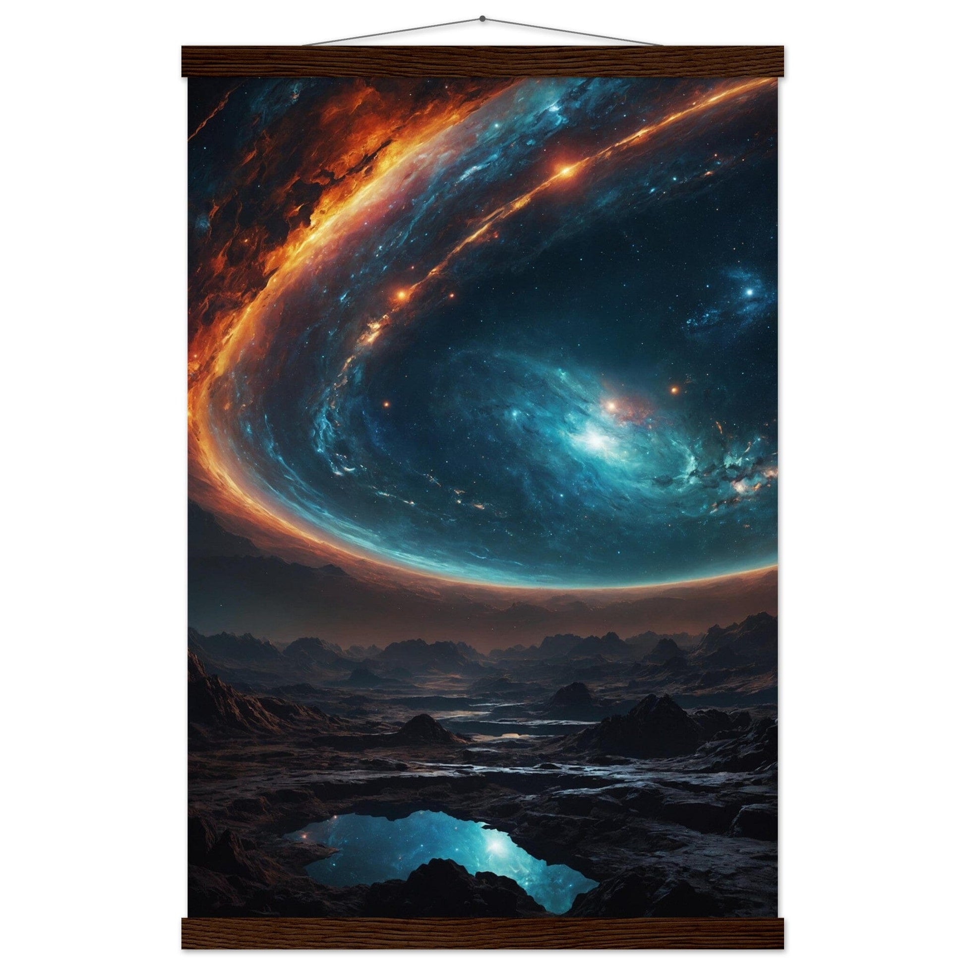Premium Matte Paper Poster with Hanger - Minimalistische Kunstpräsentation mit Holzhänger Print Material Modern Masterpieces 40x60 cm / 16x24″ Dark wood wall hanger 