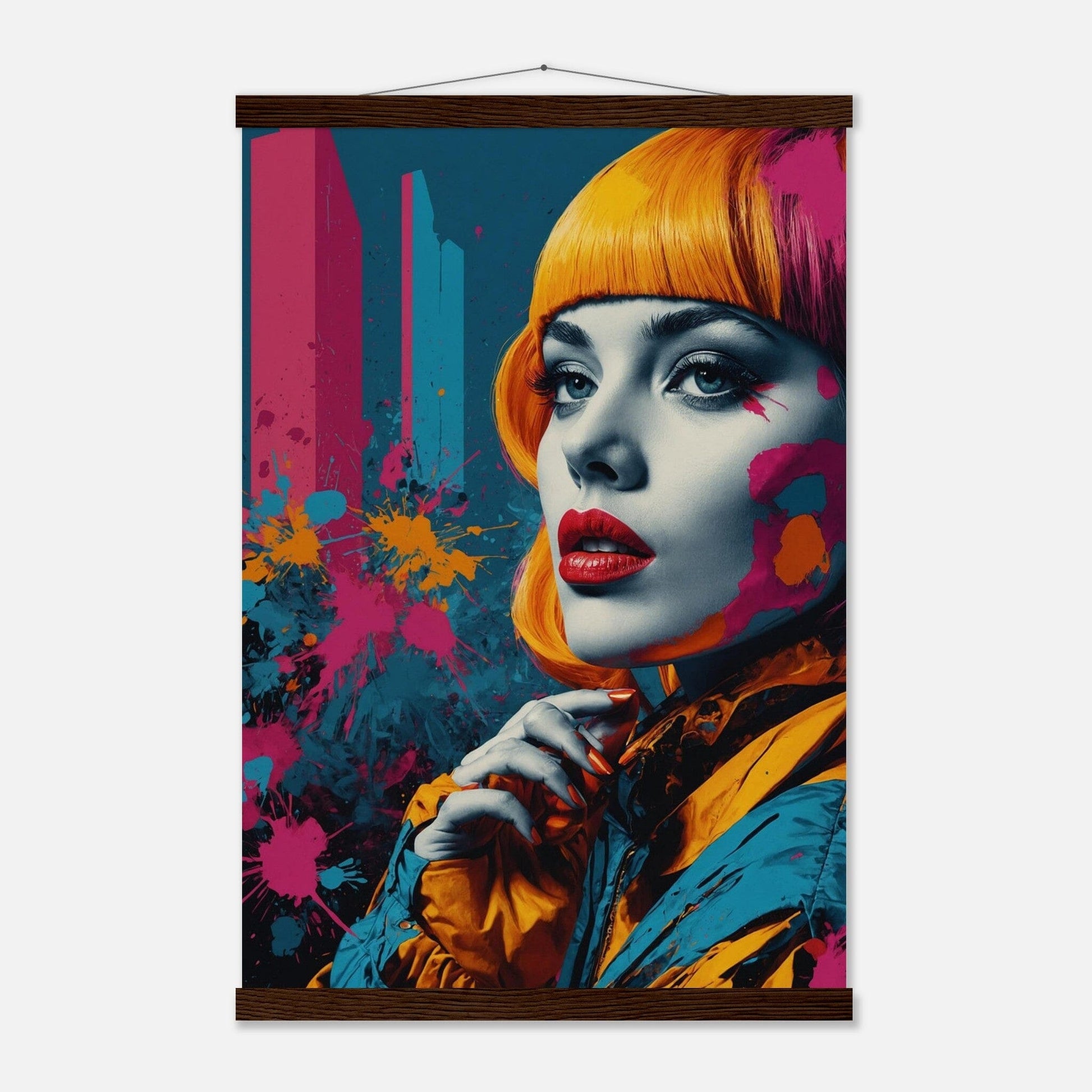 Premium Matte Paper Poster with Hanger - Minimalistische Kunstpräsentation mit Holzhänger Print Material Modern Masterpieces 40x60 cm / 16x24″ Dark wood wall hanger 