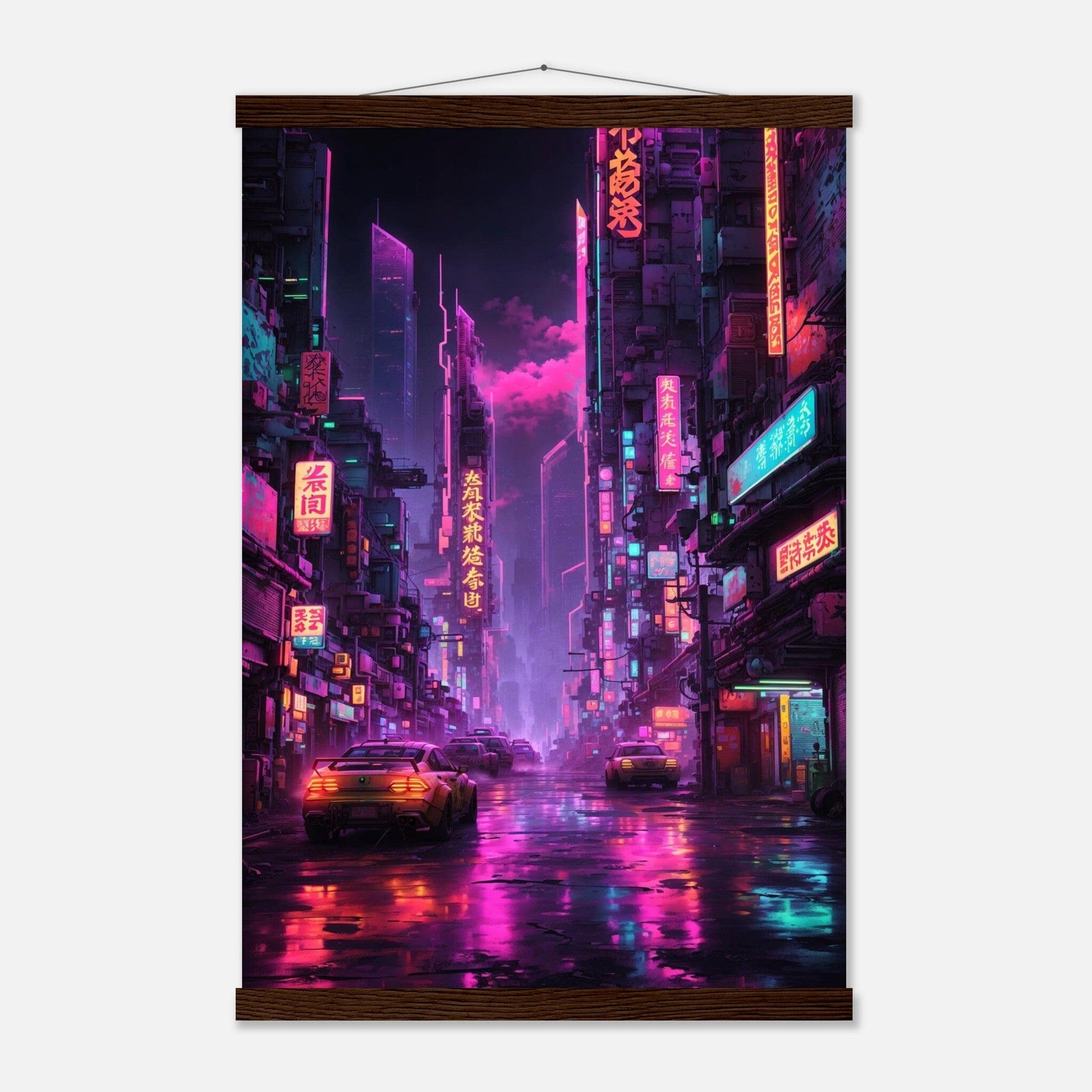 Premium Matte Paper Poster with Hanger - Minimalistische Kunstpräsentation mit Holzhänger Print Material Modern Masterpieces 40x60 cm / 16x24″ Dark wood wall hanger 