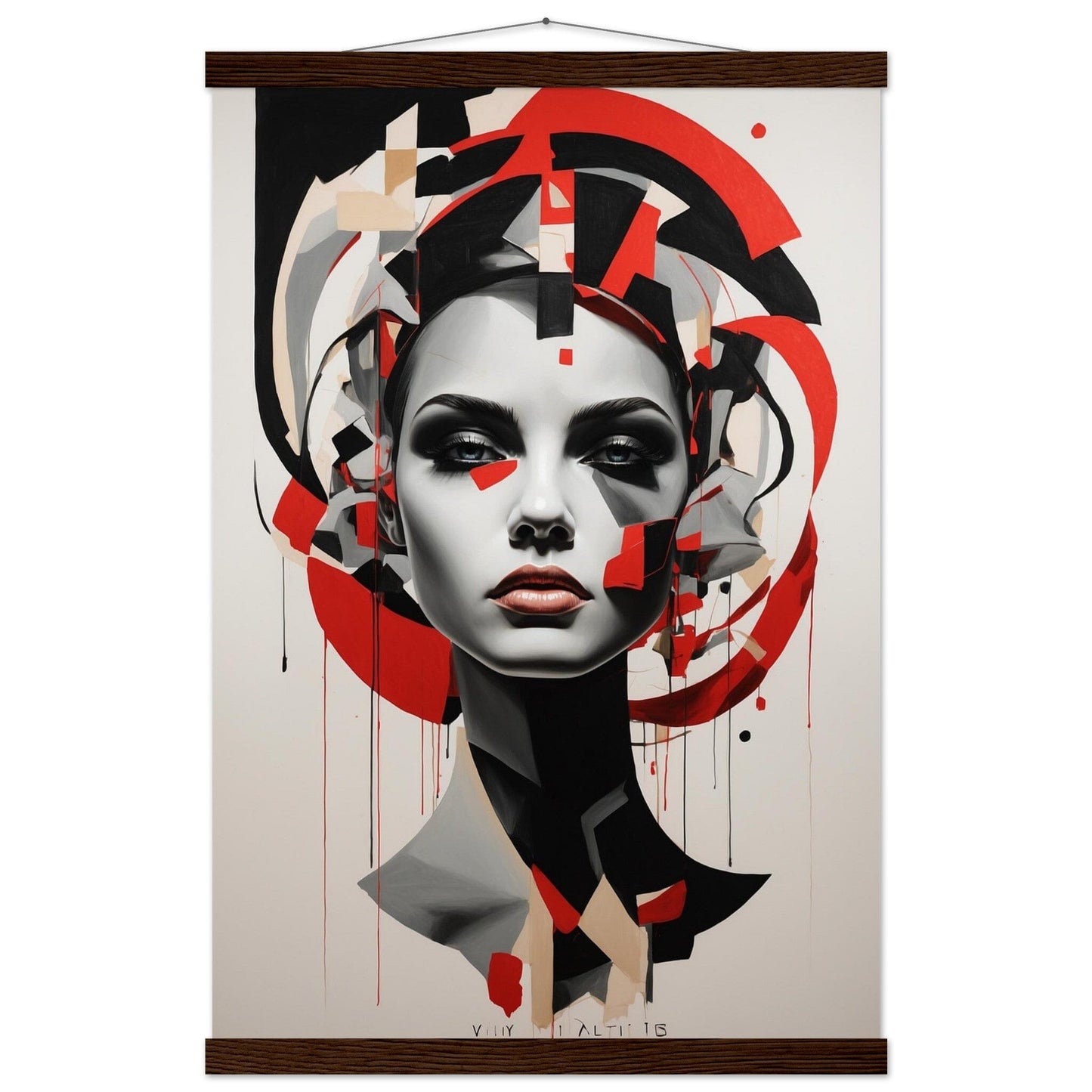 Premium Matte Paper Poster with Hanger - Minimalistische Kunstpräsentation mit Holzhänger Print Material Modern Masterpieces 40x60 cm / 16x24″ Dark wood wall hanger 