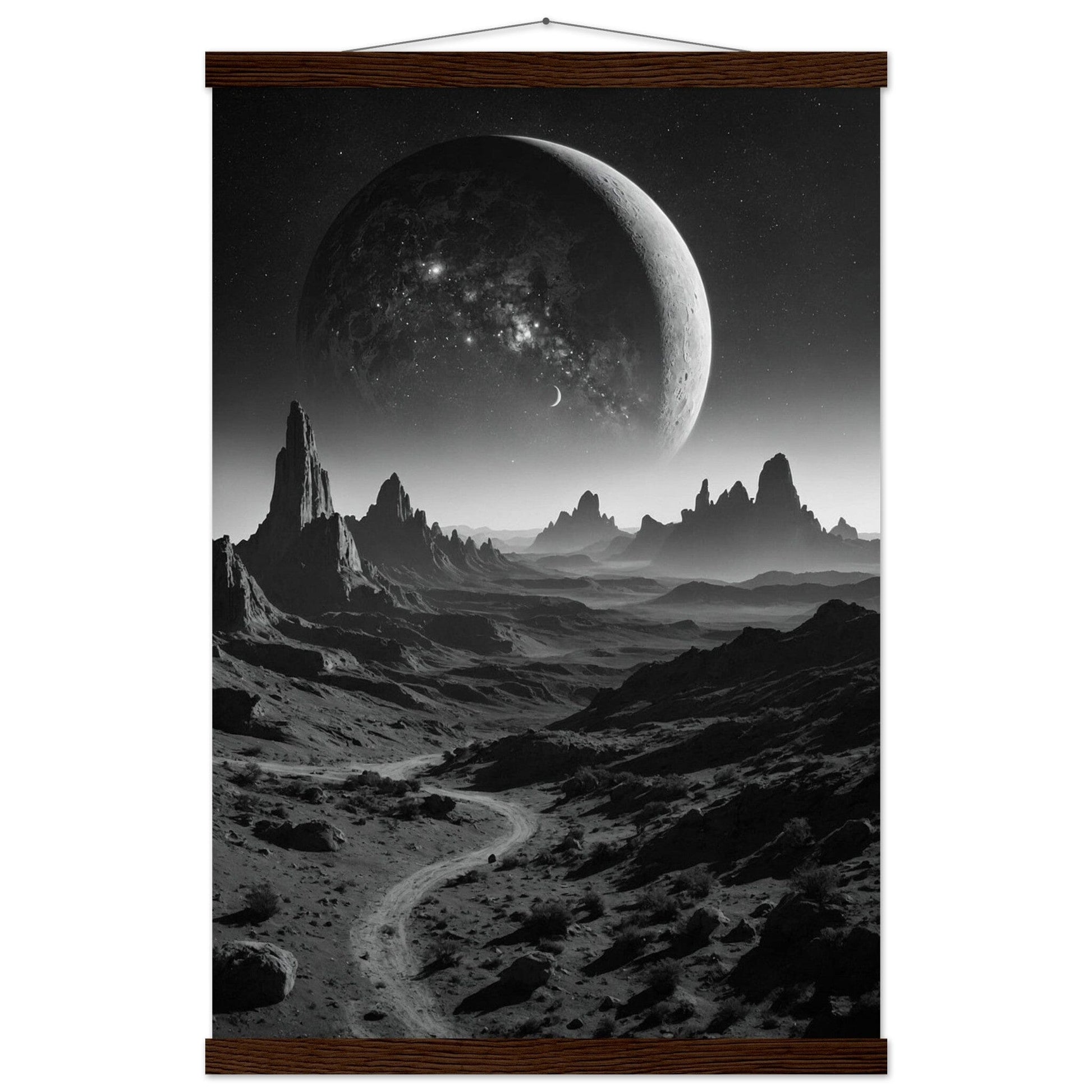 Premium Matte Paper Poster with Hanger - Minimalistische Kunstpräsentation mit Holzhänger Print Material Modern Masterpieces 40x60 cm / 16x24″ Dark wood wall hanger 