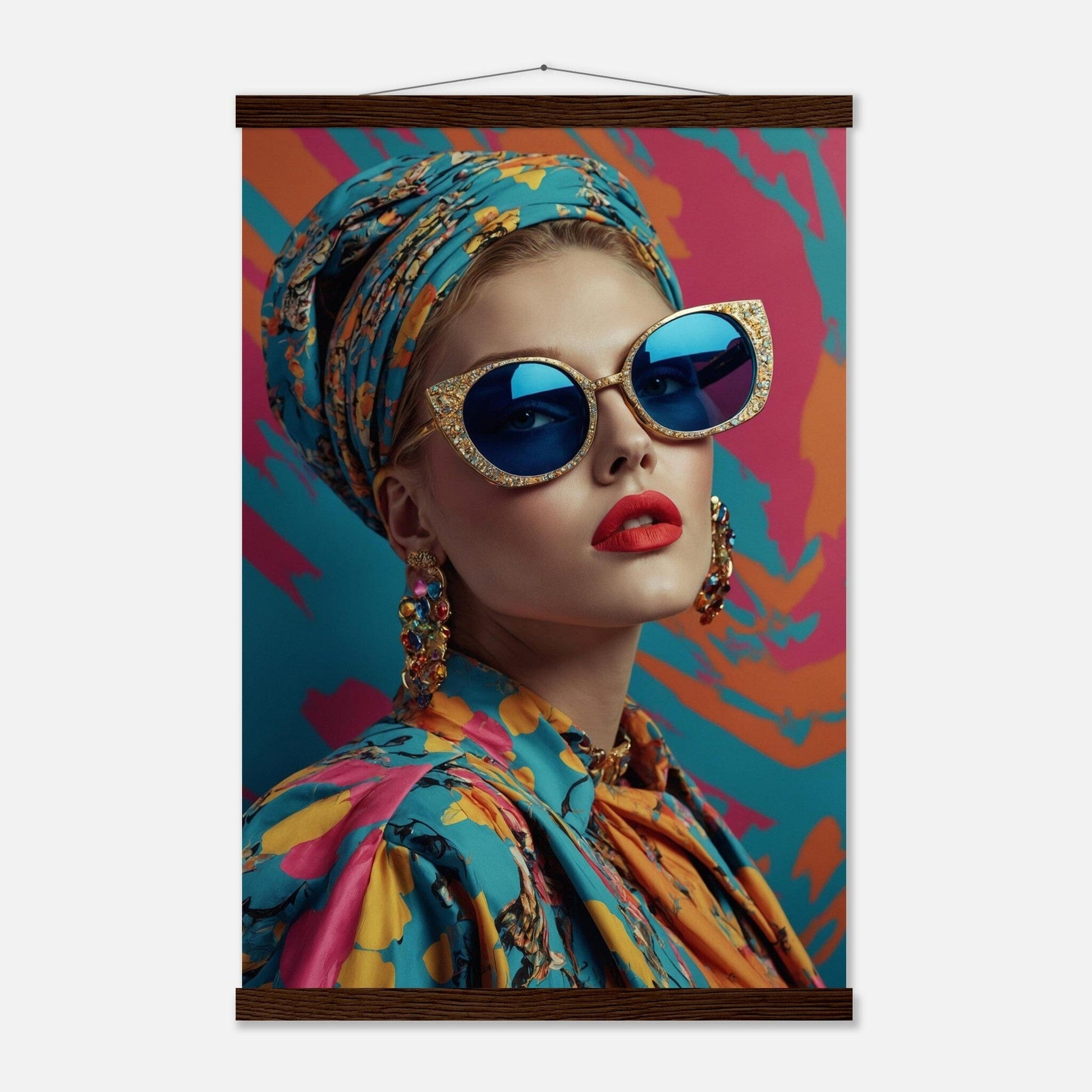 Premium Matte Paper Poster with Hanger - Minimalistische Kunstpräsentation mit Holzhänger Print Material Modern Masterpieces 40x60 cm / 16x24″ Dark wood wall hanger 