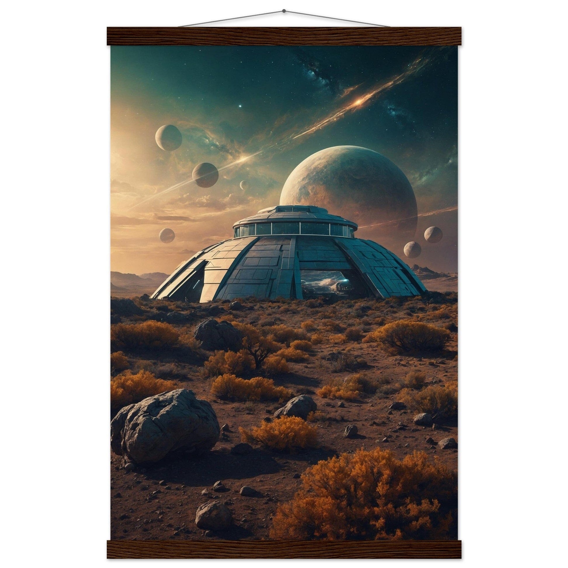 Premium Matte Paper Poster with Hanger - Minimalistische Kunstpräsentation mit Holzhänger Print Material Modern Masterpieces 40x60 cm / 16x24″ Dark wood wall hanger 