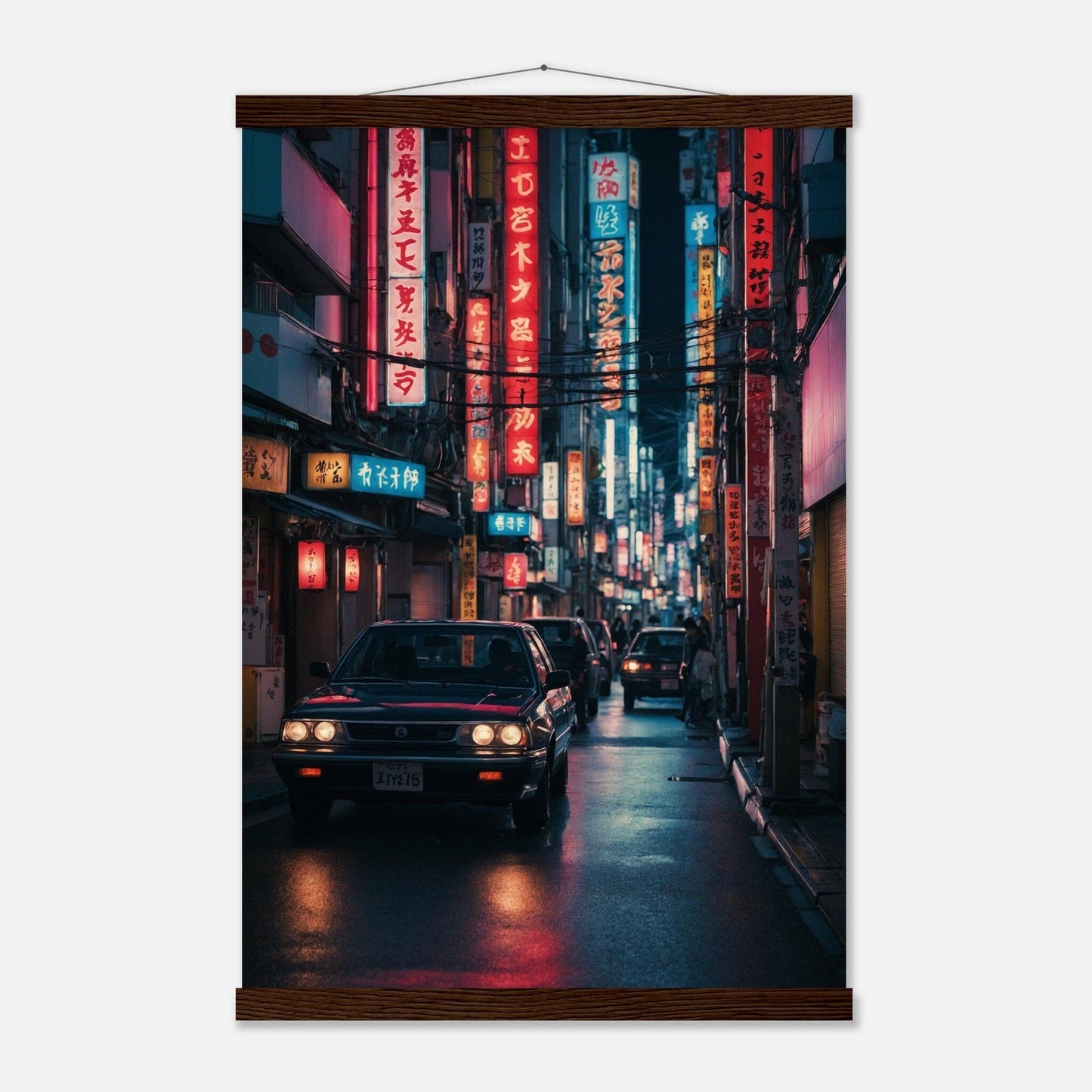 Premium Matte Paper Poster with Hanger - Minimalistische Kunstpräsentation mit Holzhänger Print Material Modern Masterpieces 40x60 cm / 16x24″ Dark wood wall hanger 