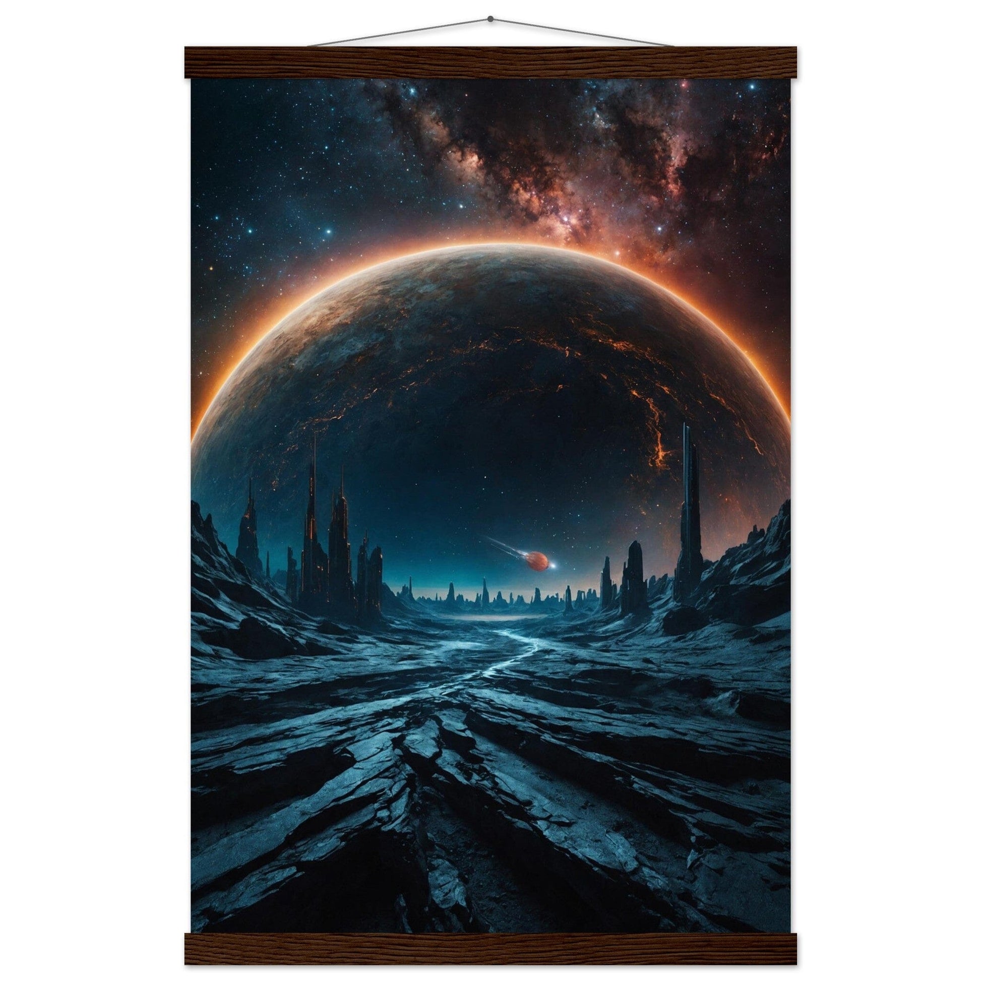 Premium Matte Paper Poster with Hanger - Minimalistische Kunstpräsentation mit Holzhänger Print Material Modern Masterpieces 40x60 cm / 16x24″ Dark wood wall hanger 