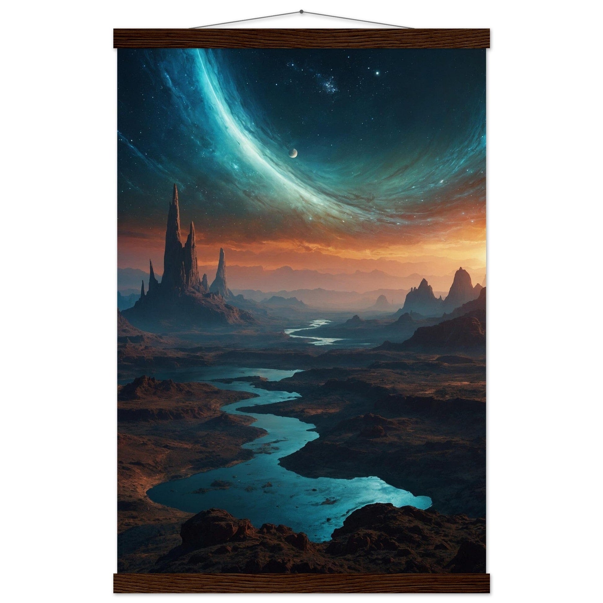 Premium Matte Paper Poster with Hanger - Minimalistische Kunstpräsentation mit Holzhänger Print Material Modern Masterpieces 40x60 cm / 16x24″ Dark wood wall hanger 