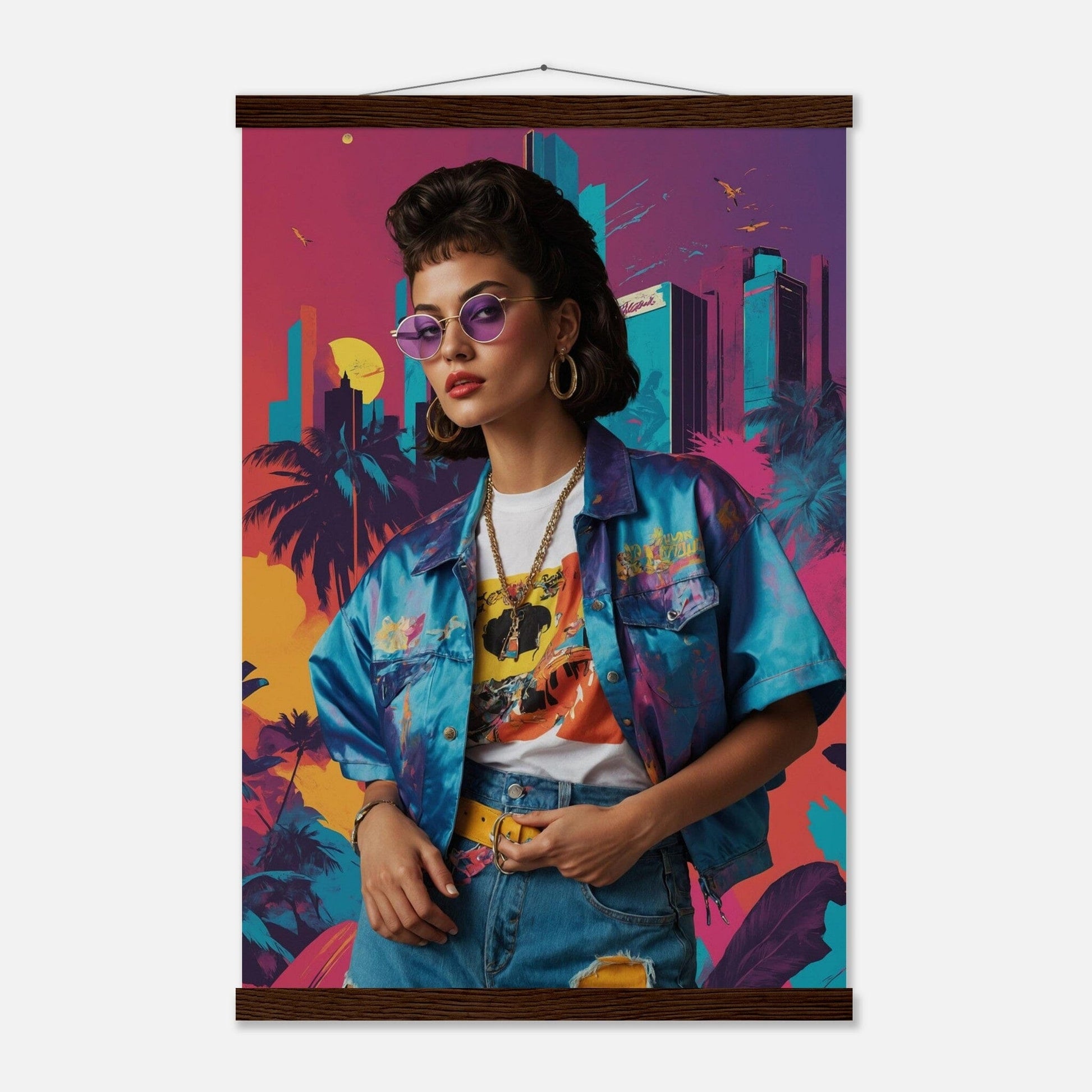 Premium Matte Paper Poster with Hanger - Minimalistische Kunstpräsentation mit Holzhänger Print Material Modern Masterpieces 40x60 cm / 16x24″ Dark wood wall hanger 