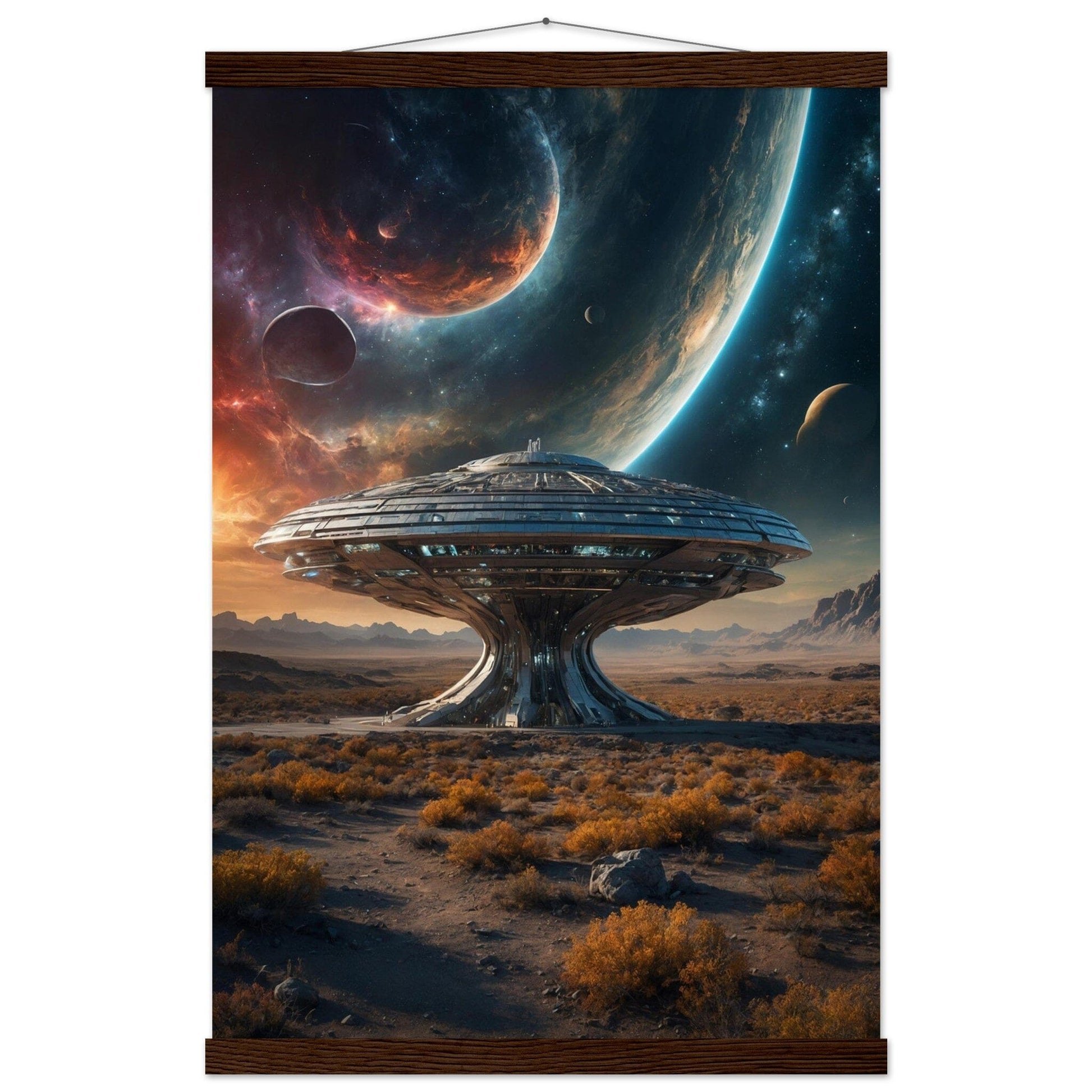Premium Matte Paper Poster with Hanger - Minimalistische Kunstpräsentation mit Holzhänger Print Material Modern Masterpieces 40x60 cm / 16x24″ Dark wood wall hanger 
