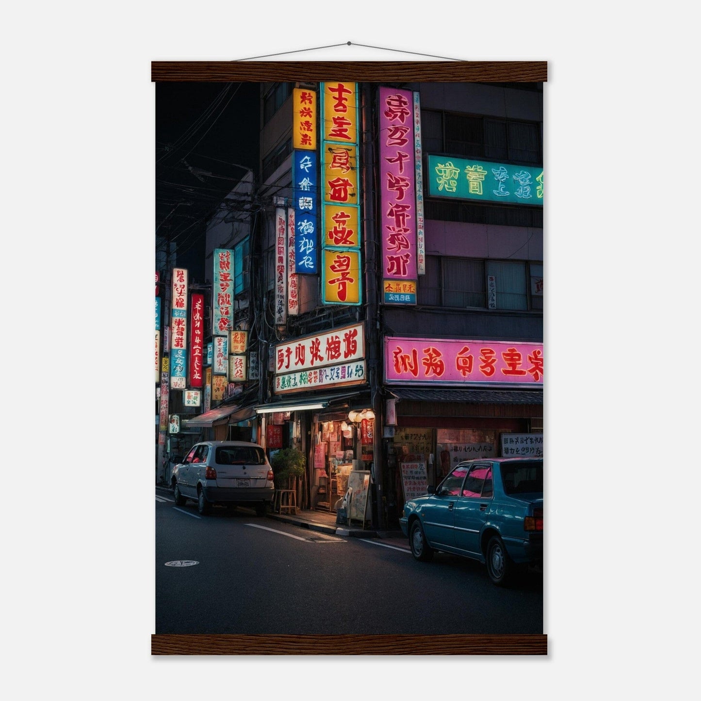Premium Matte Paper Poster with Hanger - Minimalistische Kunstpräsentation mit Holzhänger Print Material Modern Masterpieces 40x60 cm / 16x24″ Dark wood wall hanger 