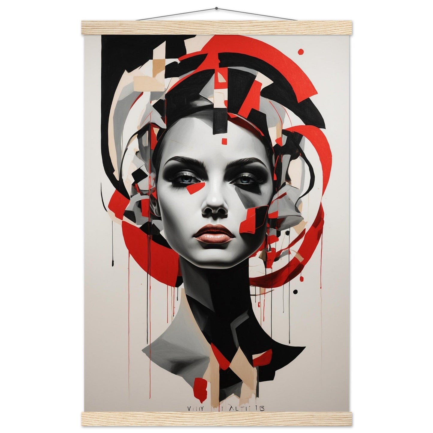Premium Matte Paper Poster with Hanger - Minimalistische Kunstpräsentation mit Holzhänger Print Material Modern Masterpieces 40x60 cm / 16x24″ Natural wood wall hanger 