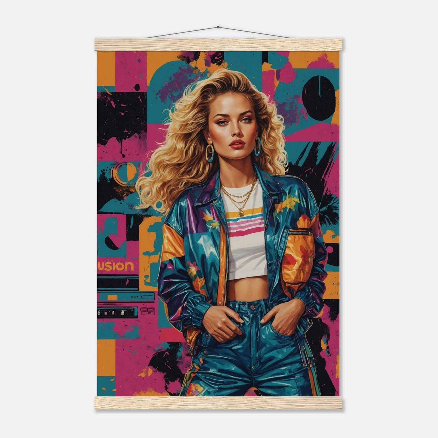 Premium Matte Paper Poster with Hanger - Minimalistische Kunstpräsentation mit Holzhänger Print Material Modern Masterpieces 40x60 cm / 16x24″ Natural wood wall hanger 