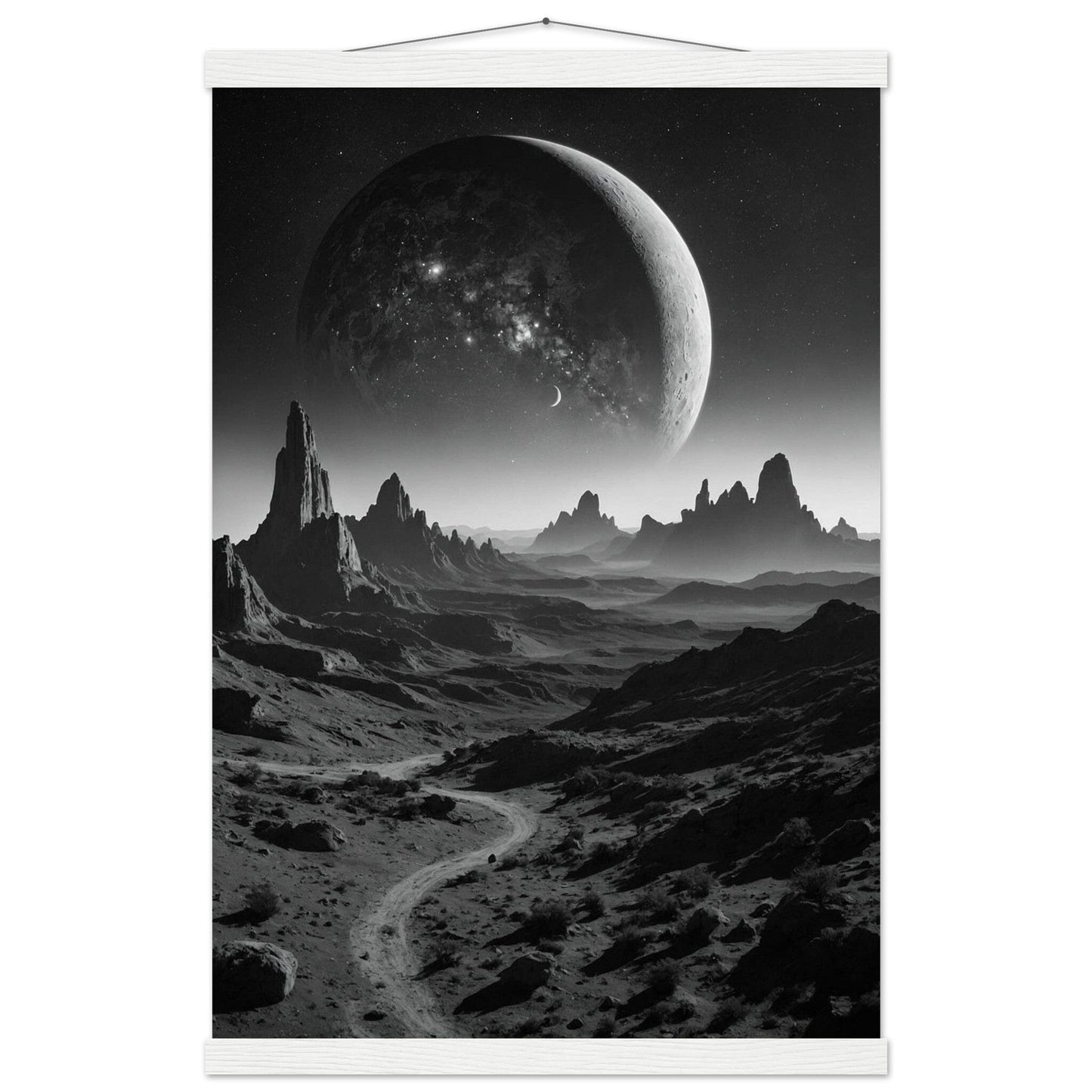 Premium Matte Paper Poster with Hanger - Minimalistische Kunstpräsentation mit Holzhänger Print Material Modern Masterpieces 40x60 cm / 16x24″ White wall hanger 