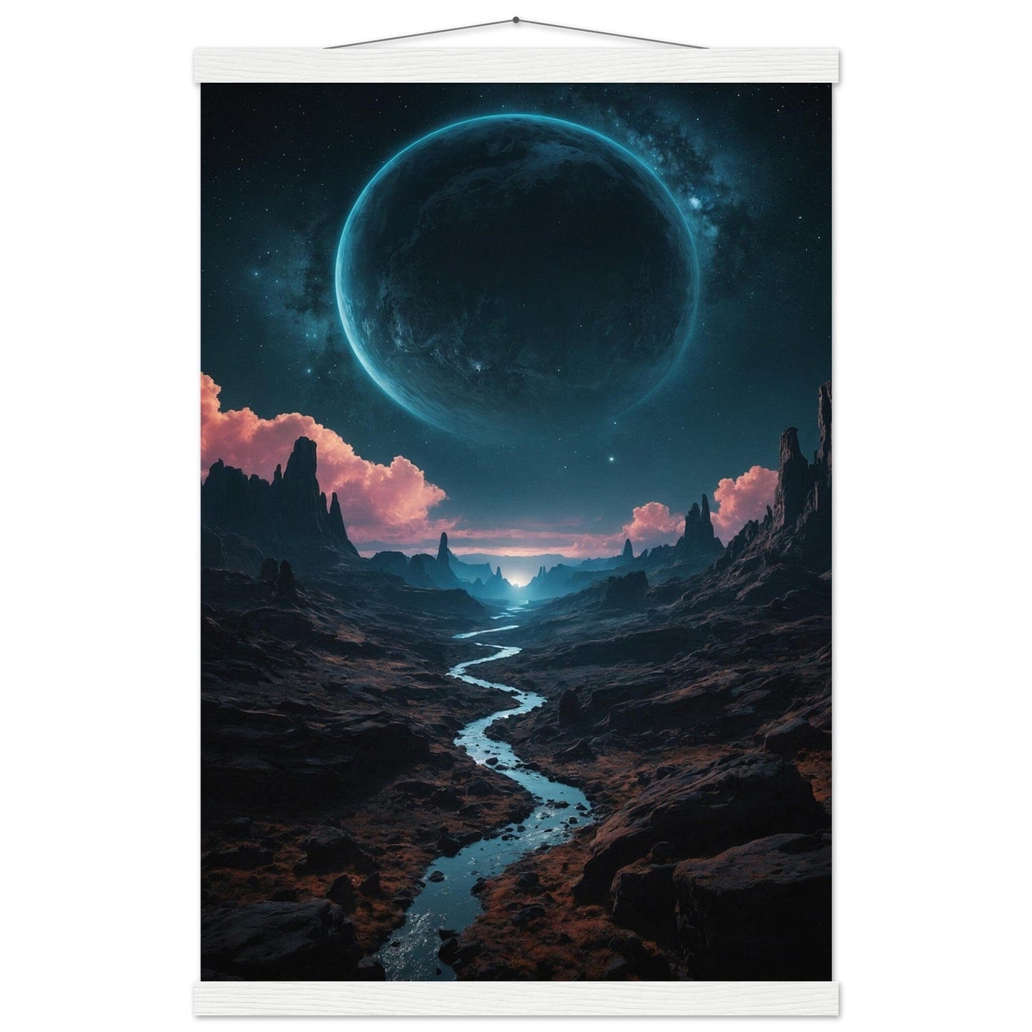 Premium Matte Paper Poster with Hanger - Minimalistische Kunstpräsentation mit Holzhänger Print Material Modern Masterpieces 40x60 cm / 16x24″ White wall hanger 