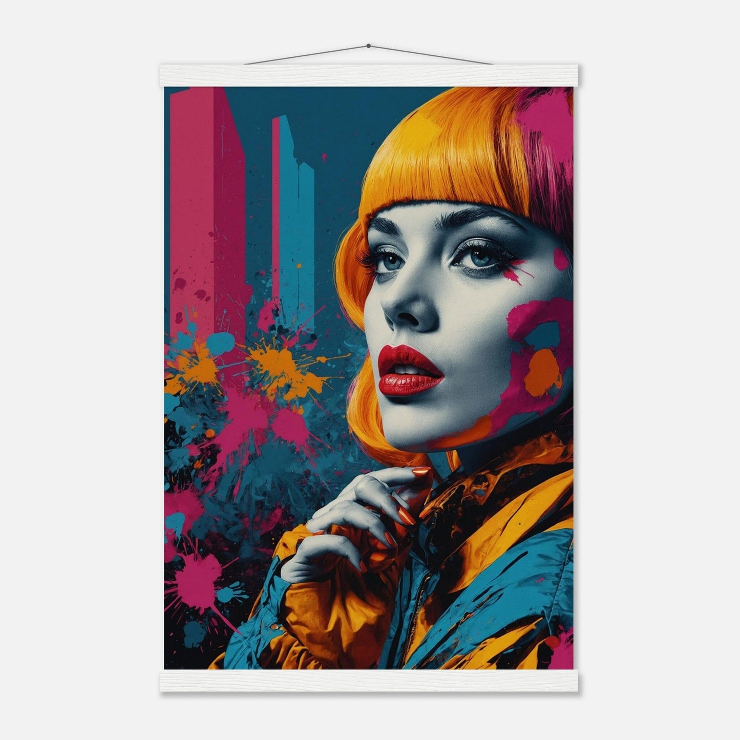 Premium Matte Paper Poster with Hanger - Minimalistische Kunstpräsentation mit Holzhänger Print Material Modern Masterpieces 40x60 cm / 16x24″ White wall hanger 