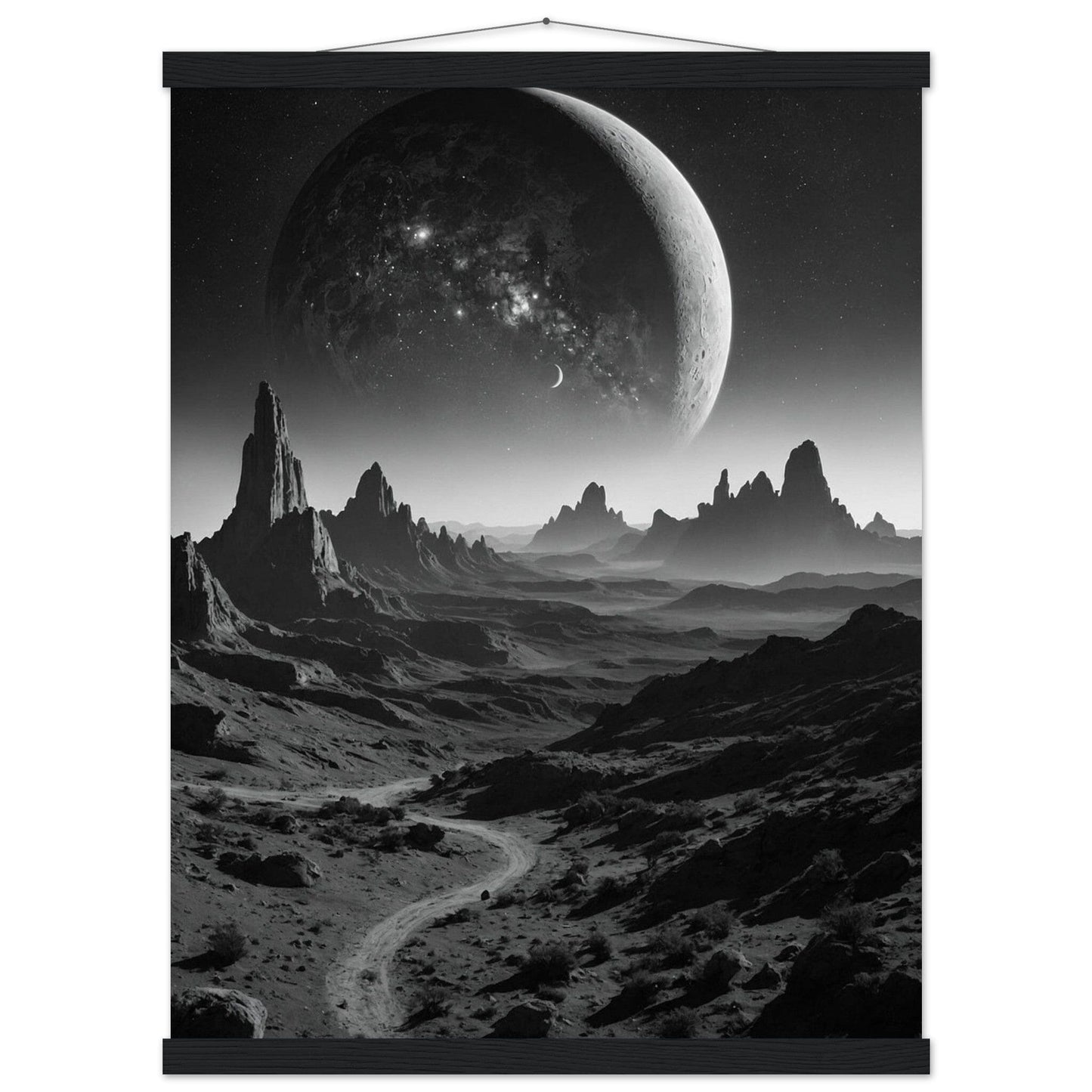 Premium Matte Paper Poster with Hanger - Minimalistische Kunstpräsentation mit Holzhänger Print Material Modern Masterpieces 45x60 cm / 18x24″ Black wall hanger 