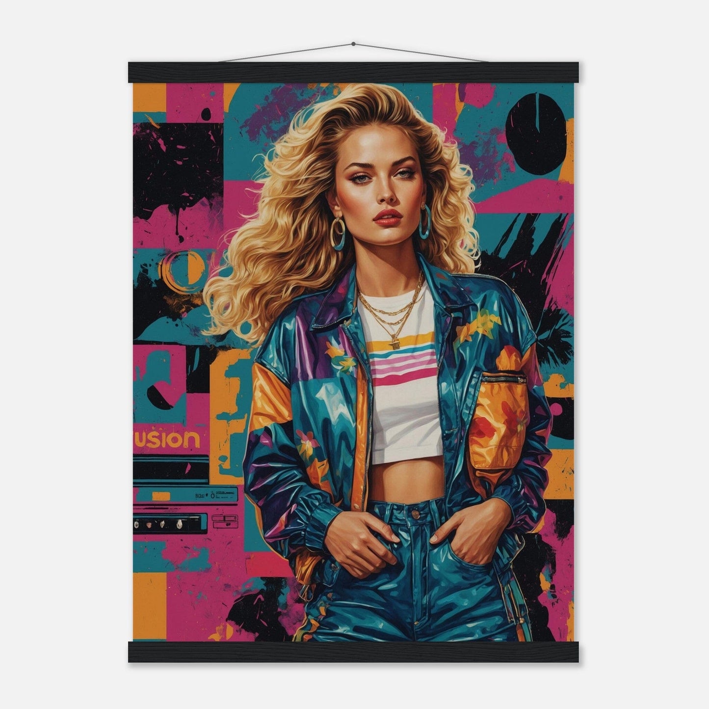 Premium Matte Paper Poster with Hanger - Minimalistische Kunstpräsentation mit Holzhänger Print Material Modern Masterpieces 45x60 cm / 18x24″ Black wall hanger 