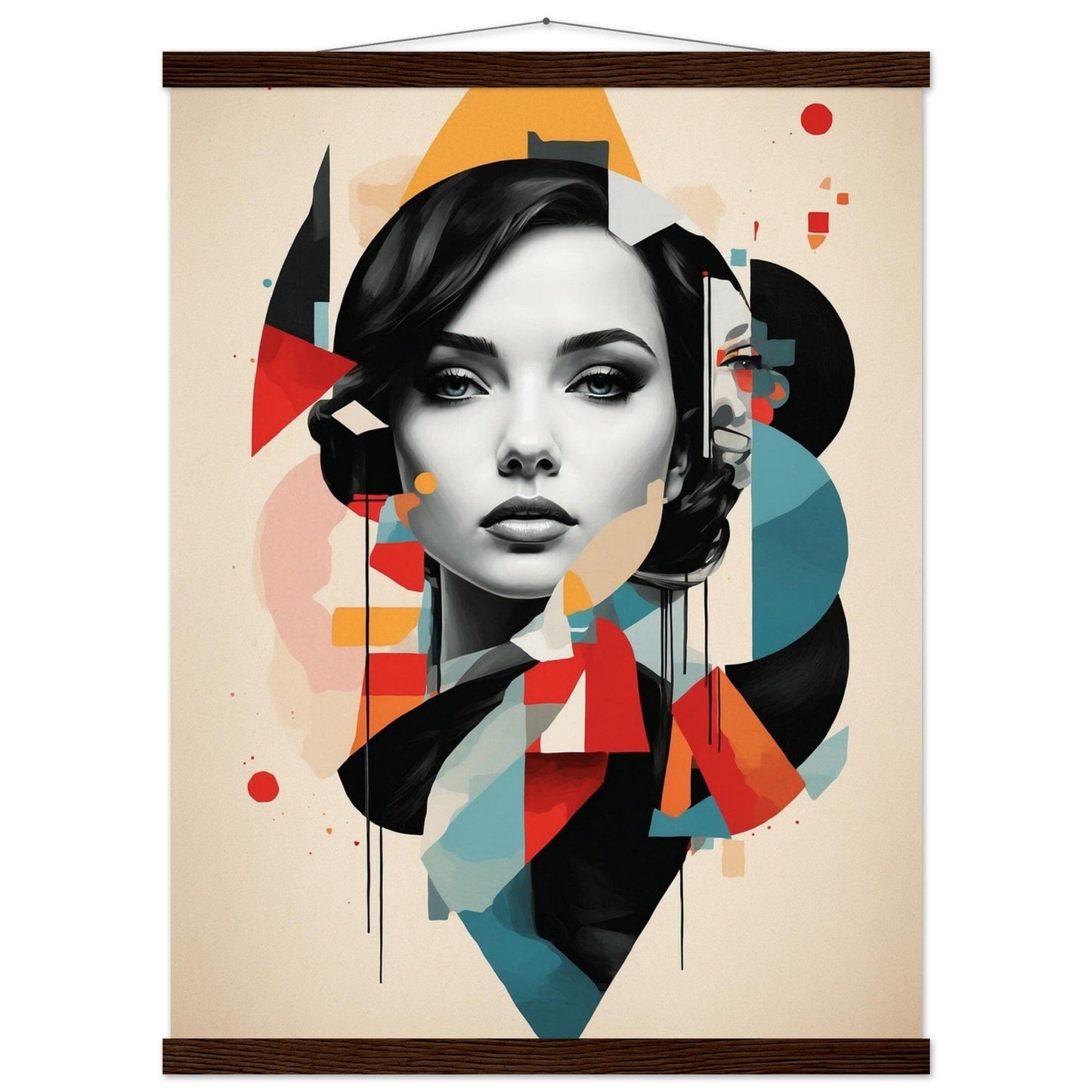 Premium Matte Paper Poster with Hanger - Minimalistische Kunstpräsentation mit Holzhänger Print Material Modern Masterpieces 45x60 cm / 18x24″ Dark wood wall hanger 
