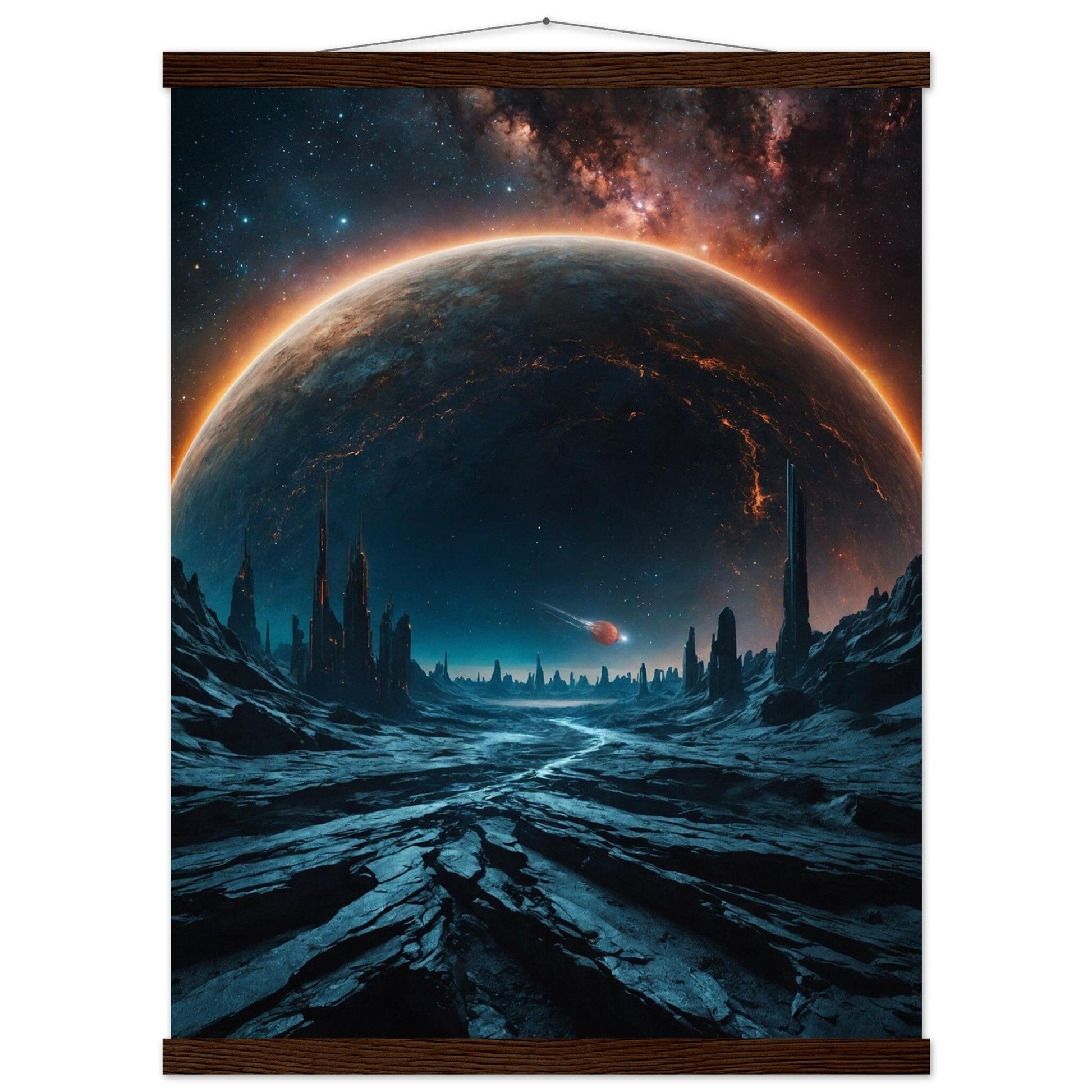 Premium Matte Paper Poster with Hanger - Minimalistische Kunstpräsentation mit Holzhänger Print Material Modern Masterpieces 45x60 cm / 18x24″ Dark wood wall hanger 