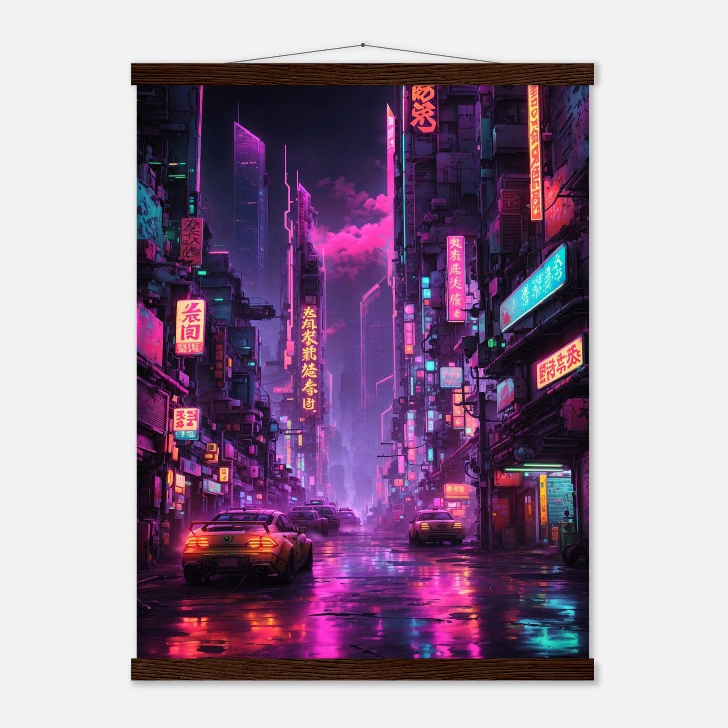 Premium Matte Paper Poster with Hanger - Minimalistische Kunstpräsentation mit Holzhänger Print Material Modern Masterpieces 45x60 cm / 18x24″ Dark wood wall hanger 