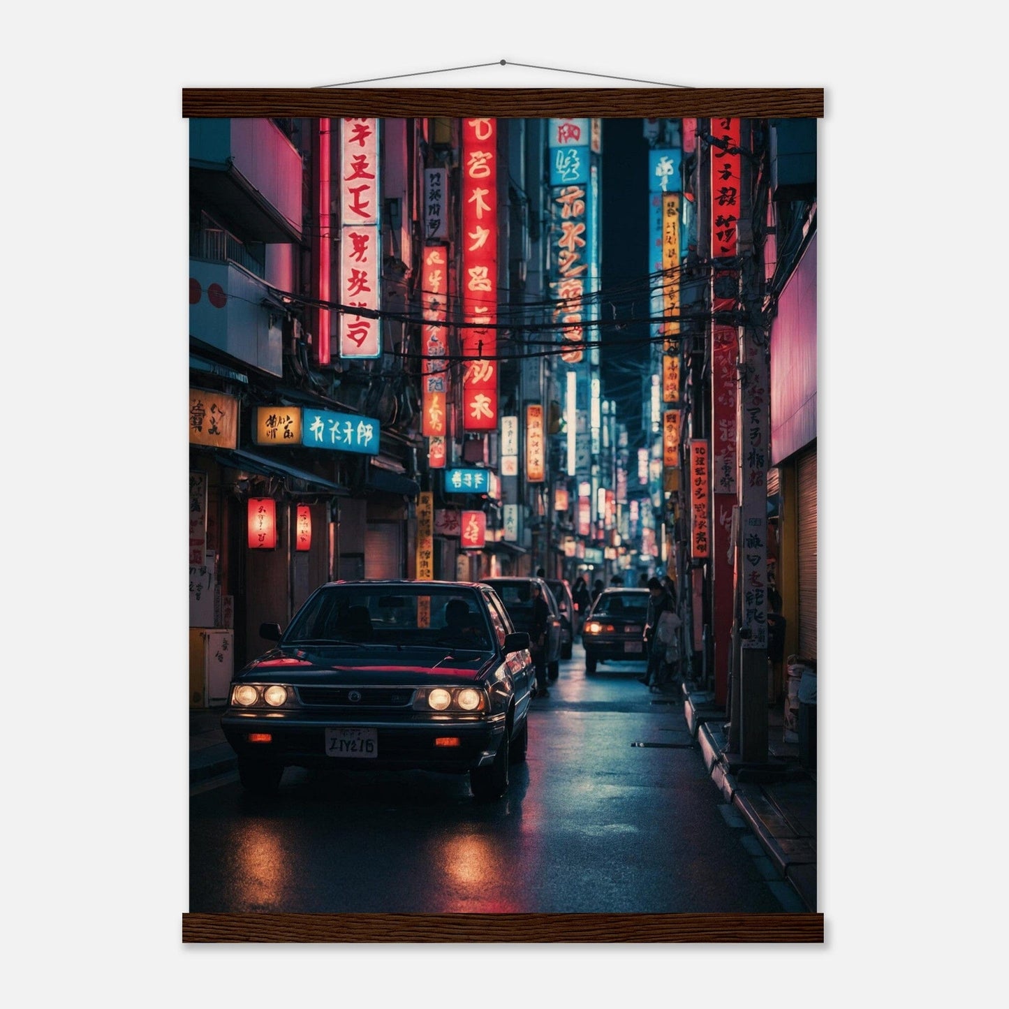 Premium Matte Paper Poster with Hanger - Minimalistische Kunstpräsentation mit Holzhänger Print Material Modern Masterpieces 45x60 cm / 18x24″ Dark wood wall hanger 