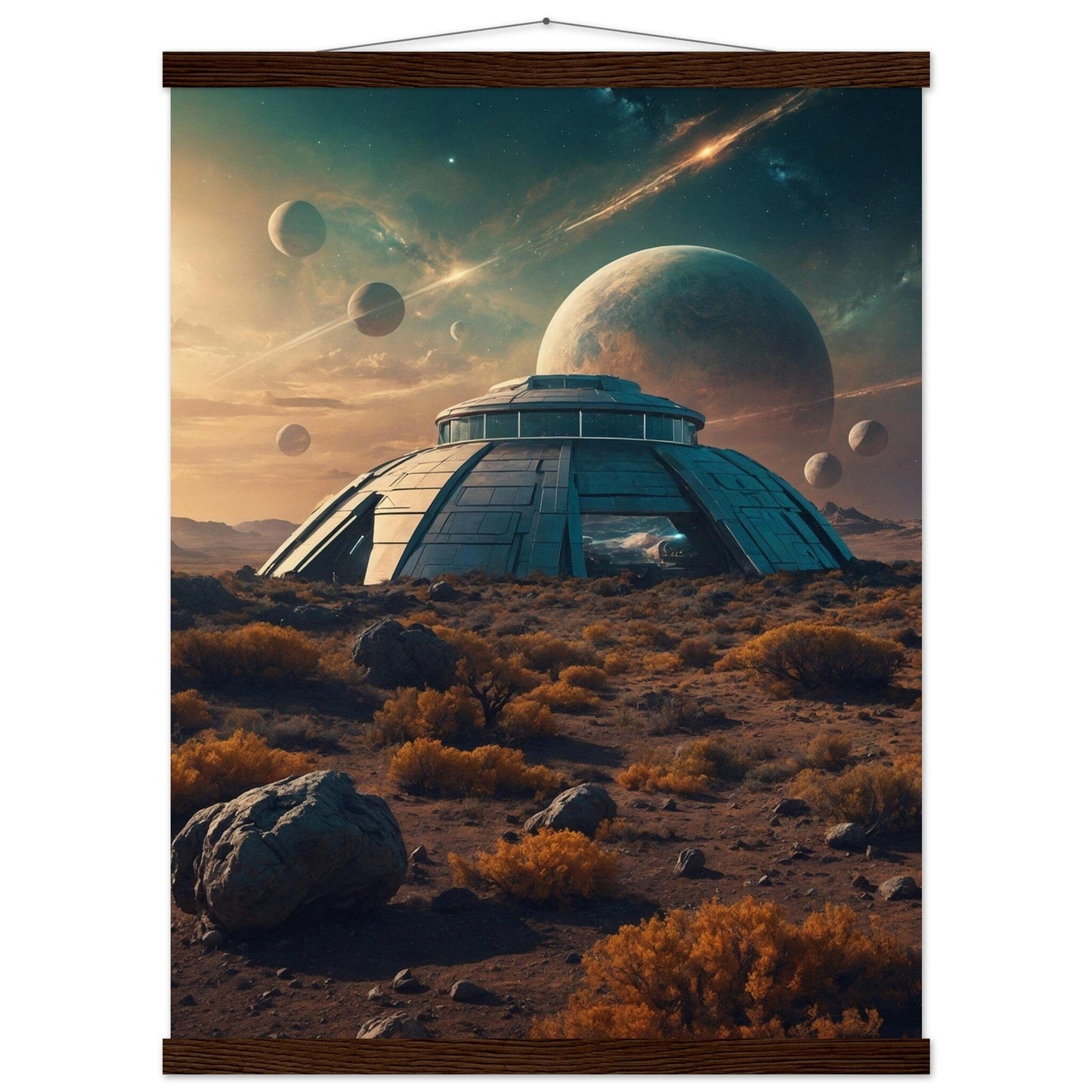 Premium Matte Paper Poster with Hanger - Minimalistische Kunstpräsentation mit Holzhänger Print Material Modern Masterpieces 45x60 cm / 18x24″ Dark wood wall hanger 