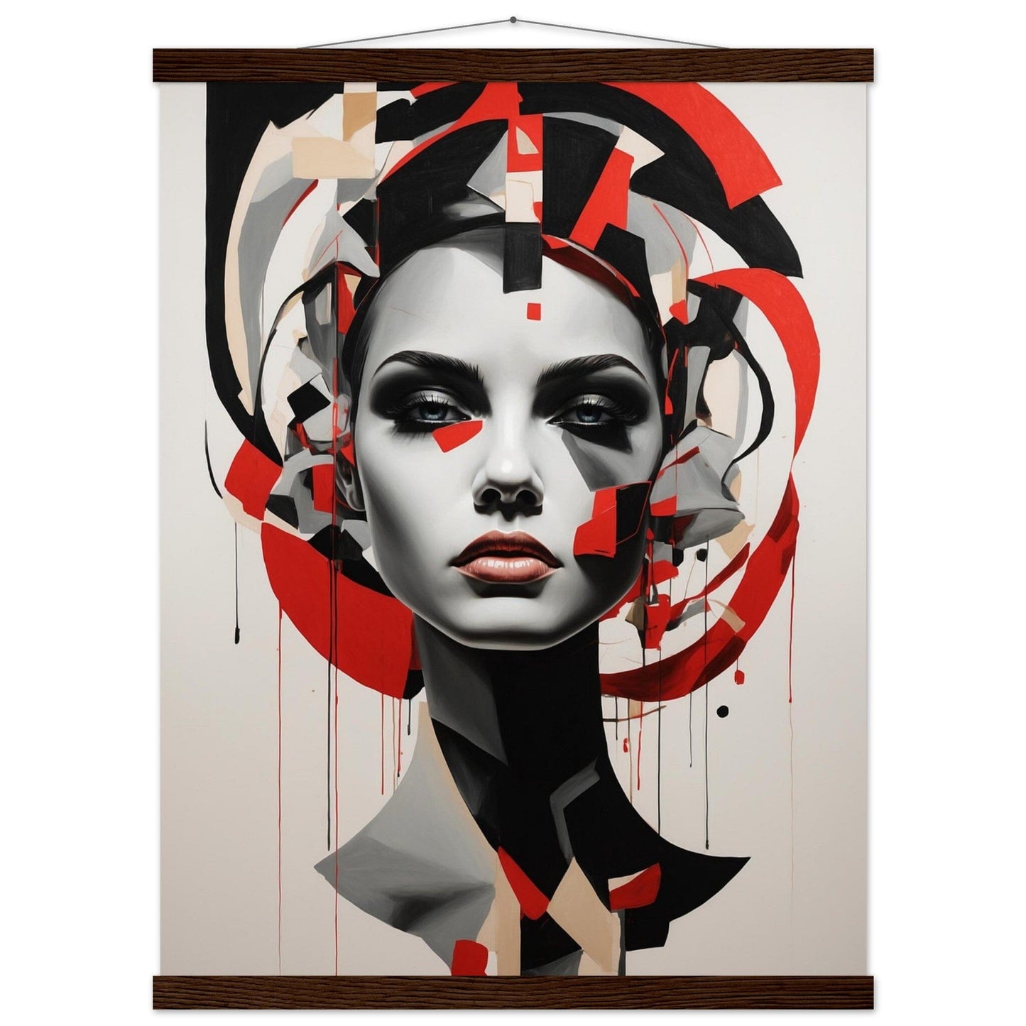 Premium Matte Paper Poster with Hanger - Minimalistische Kunstpräsentation mit Holzhänger Print Material Modern Masterpieces 45x60 cm / 18x24″ Dark wood wall hanger 