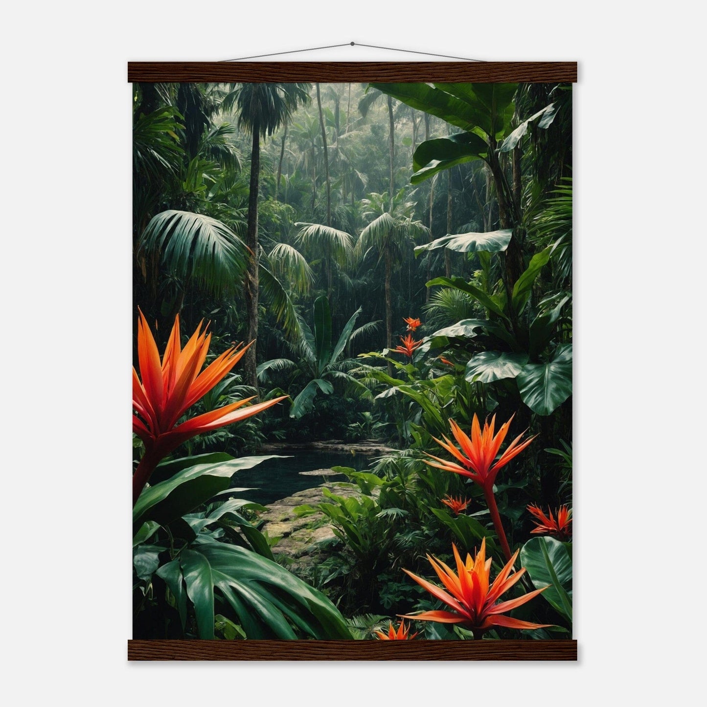 Premium Matte Paper Poster with Hanger - Minimalistische Kunstpräsentation mit Holzhänger Print Material Modern Masterpieces 45x60 cm / 18x24″ Dark wood wall hanger 