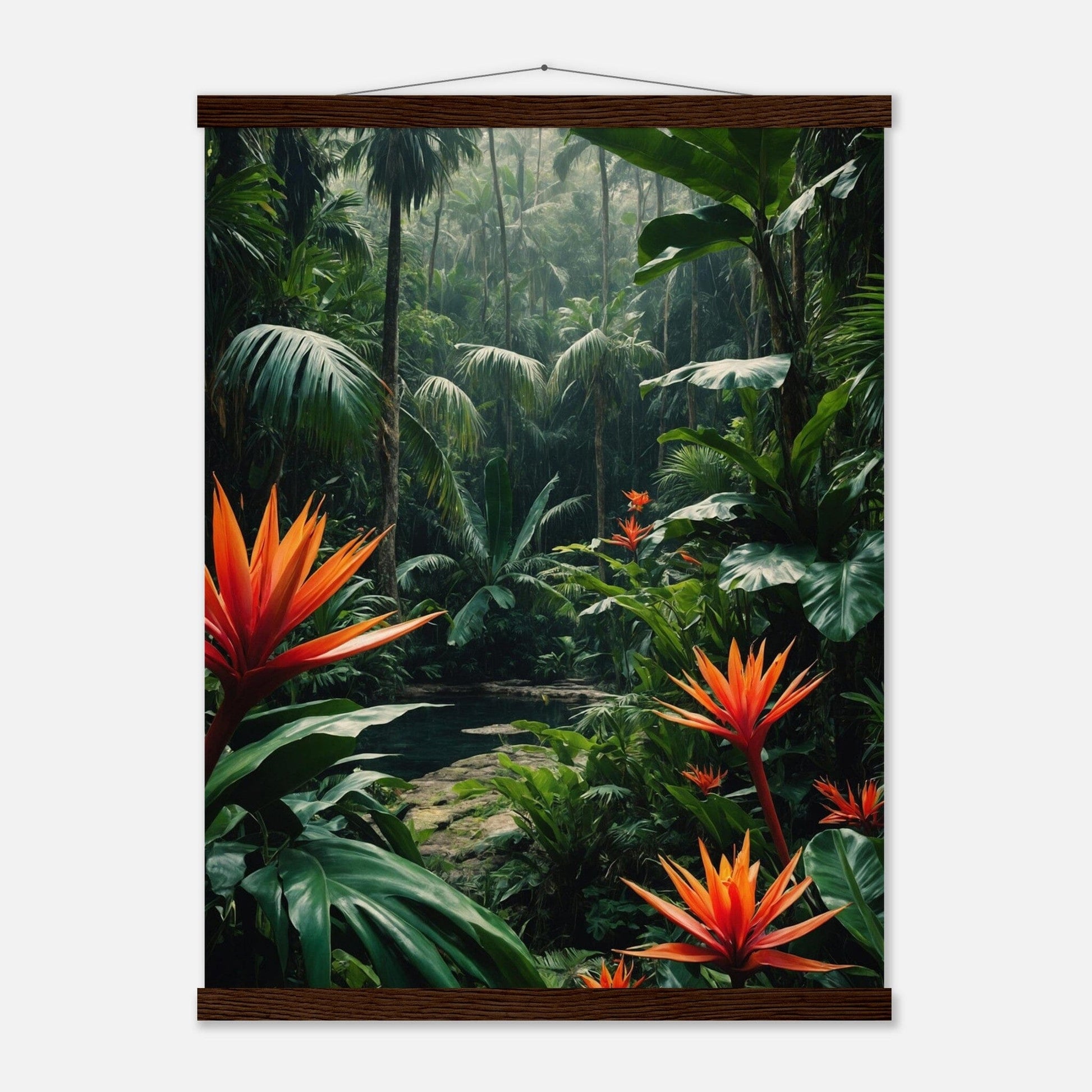 Premium Matte Paper Poster with Hanger - Minimalistische Kunstpräsentation mit Holzhänger Print Material Modern Masterpieces 45x60 cm / 18x24″ Dark wood wall hanger 