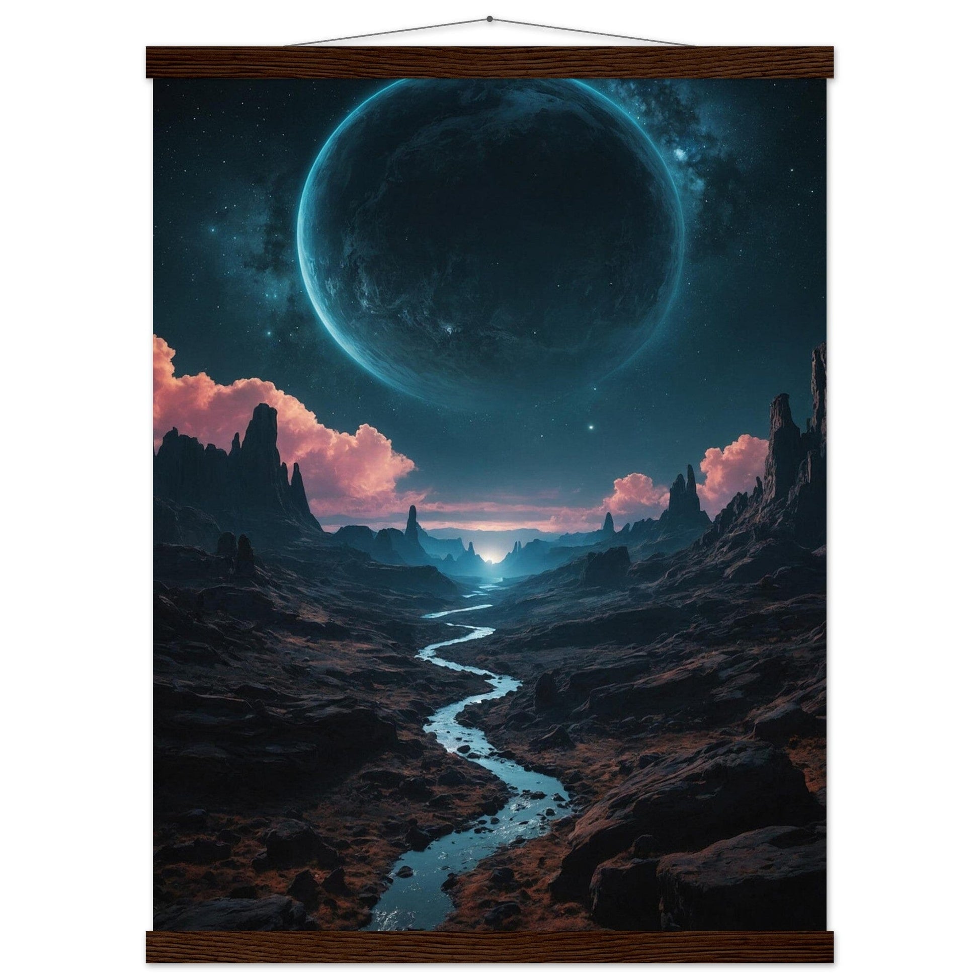 Premium Matte Paper Poster with Hanger - Minimalistische Kunstpräsentation mit Holzhänger Print Material Modern Masterpieces 45x60 cm / 18x24″ Dark wood wall hanger 