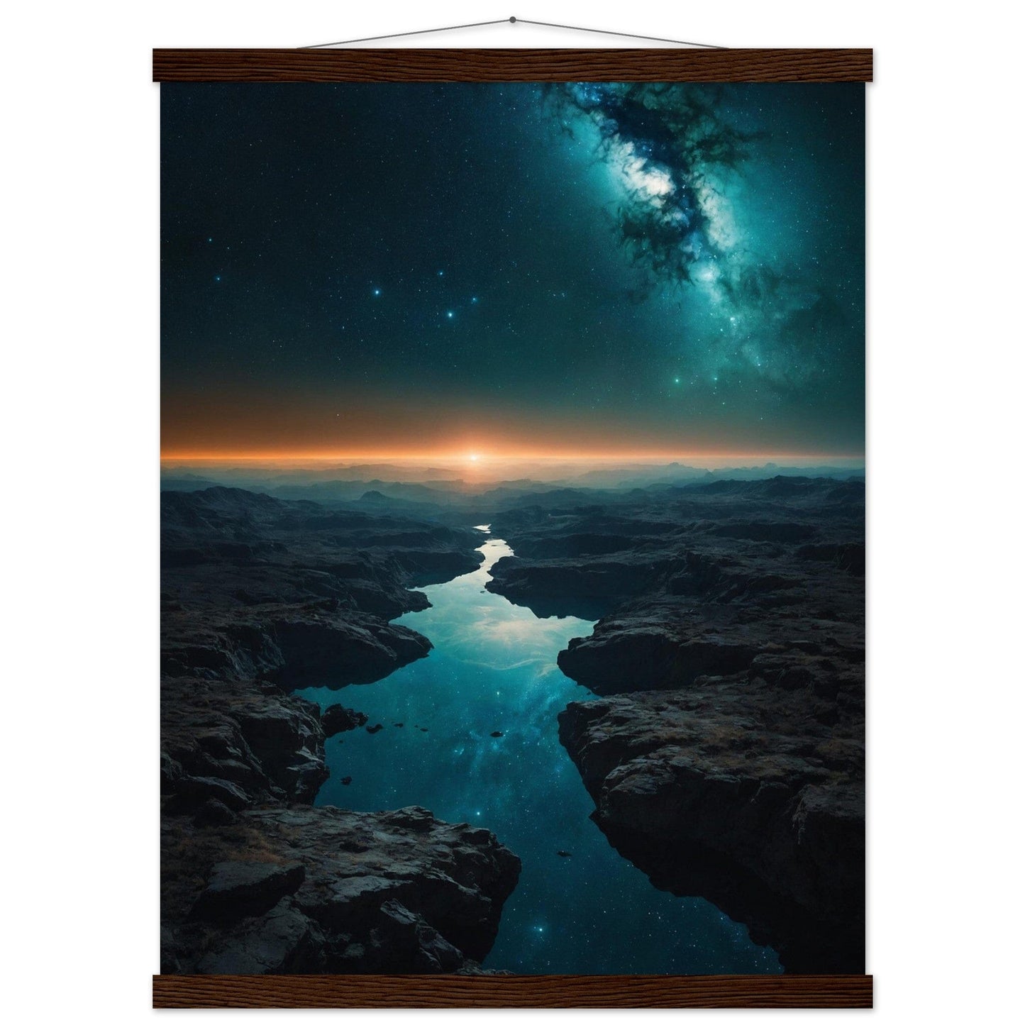 Premium Matte Paper Poster with Hanger - Minimalistische Kunstpräsentation mit Holzhänger Print Material Modern Masterpieces 45x60 cm / 18x24″ Dark wood wall hanger 