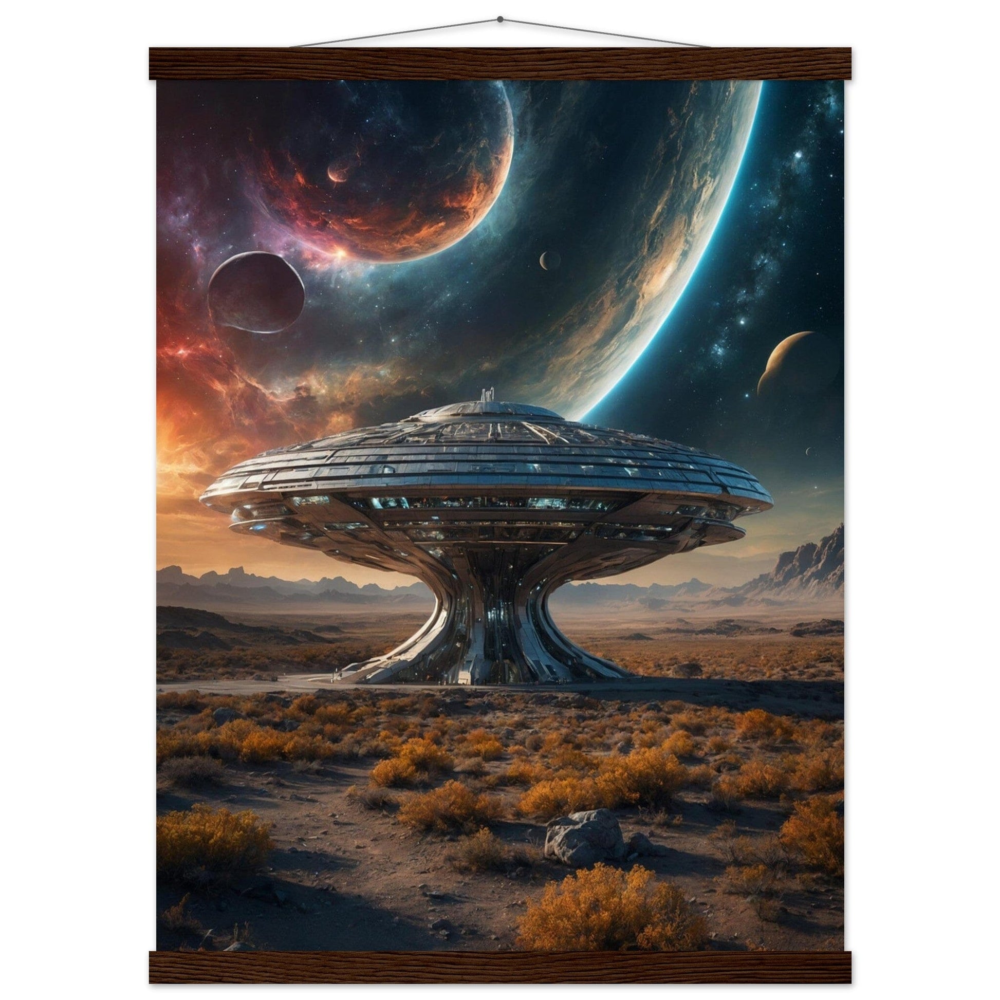 Premium Matte Paper Poster with Hanger - Minimalistische Kunstpräsentation mit Holzhänger Print Material Modern Masterpieces 45x60 cm / 18x24″ Dark wood wall hanger 