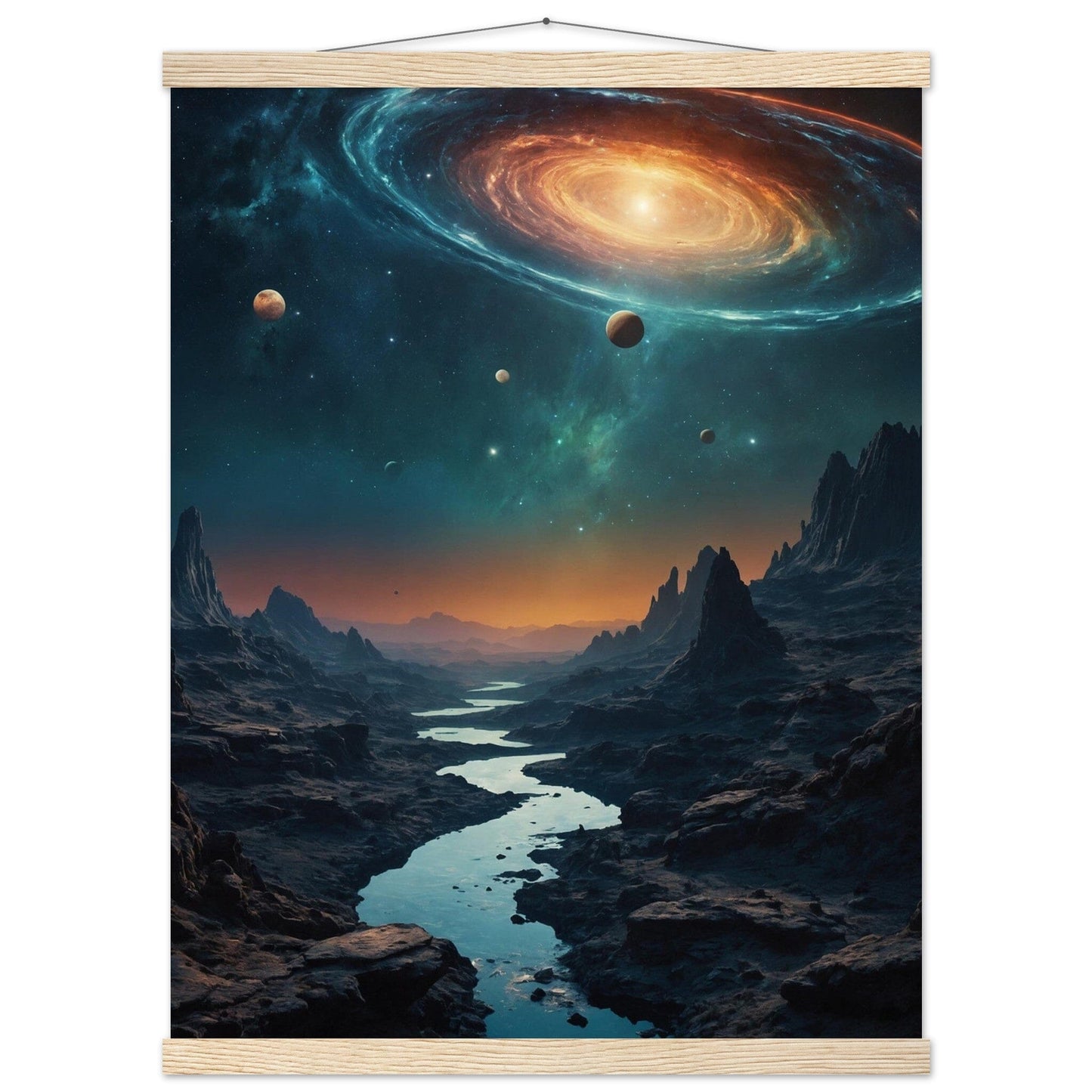 Premium Matte Paper Poster with Hanger - Minimalistische Kunstpräsentation mit Holzhänger Print Material Modern Masterpieces 45x60 cm / 18x24″ Natural wood wall hanger 