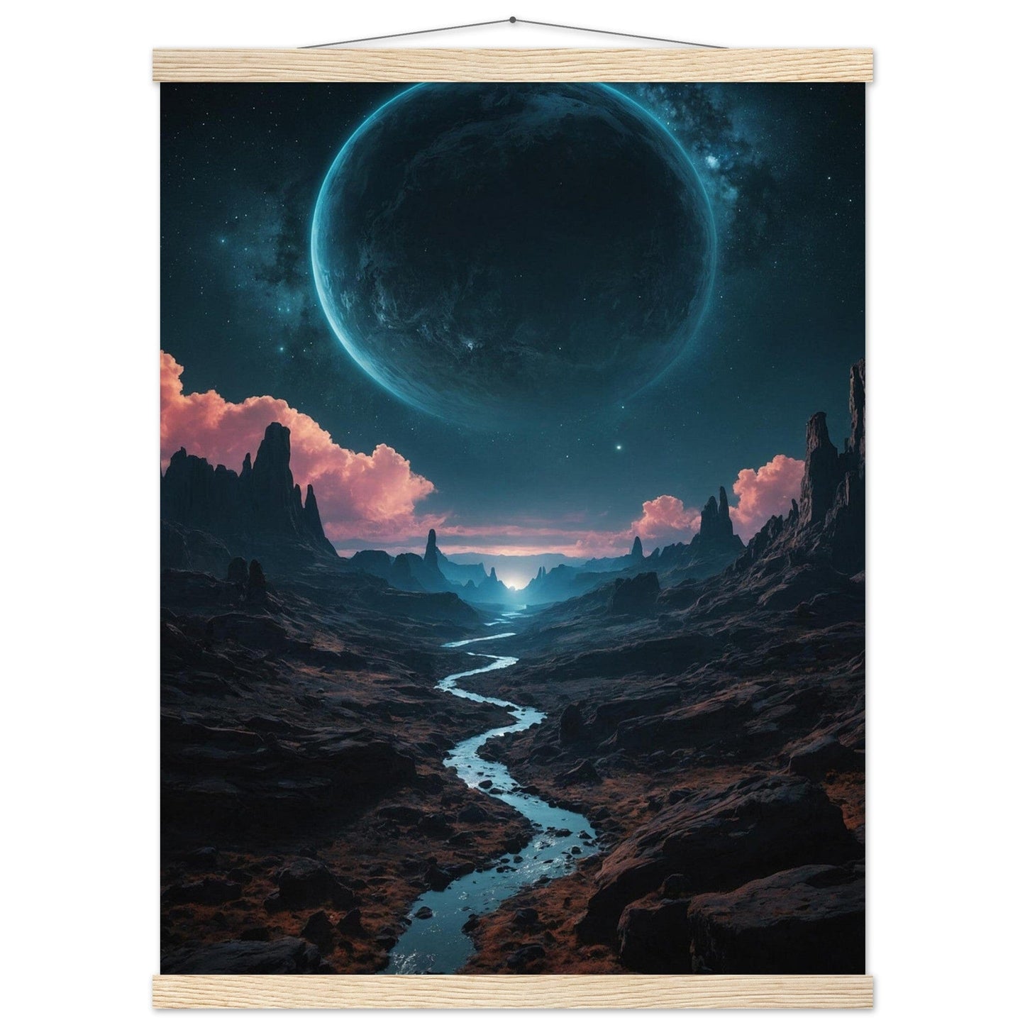 Premium Matte Paper Poster with Hanger - Minimalistische Kunstpräsentation mit Holzhänger Print Material Modern Masterpieces 45x60 cm / 18x24″ Natural wood wall hanger 
