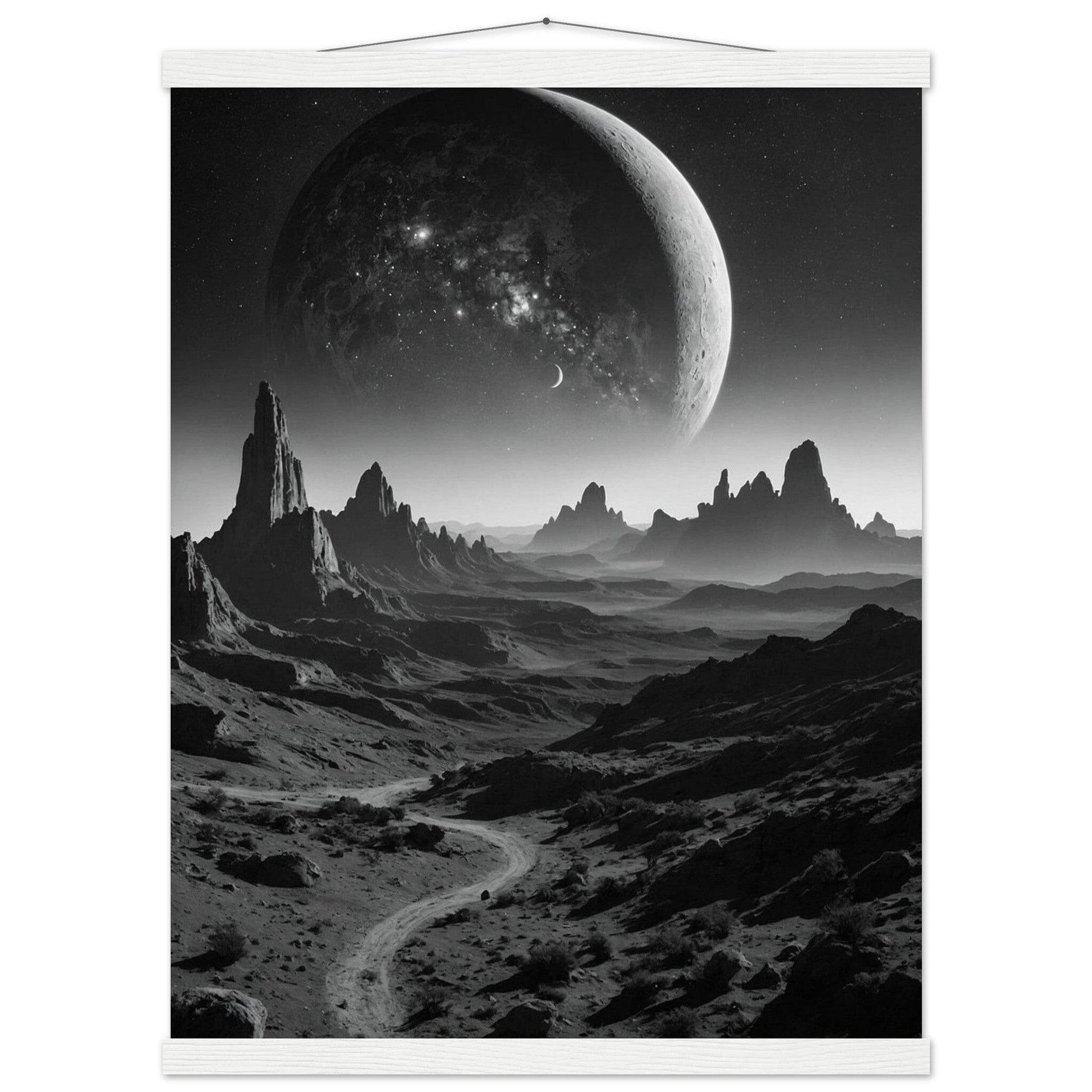 Premium Matte Paper Poster with Hanger - Minimalistische Kunstpräsentation mit Holzhänger Print Material Modern Masterpieces 45x60 cm / 18x24″ White wall hanger 