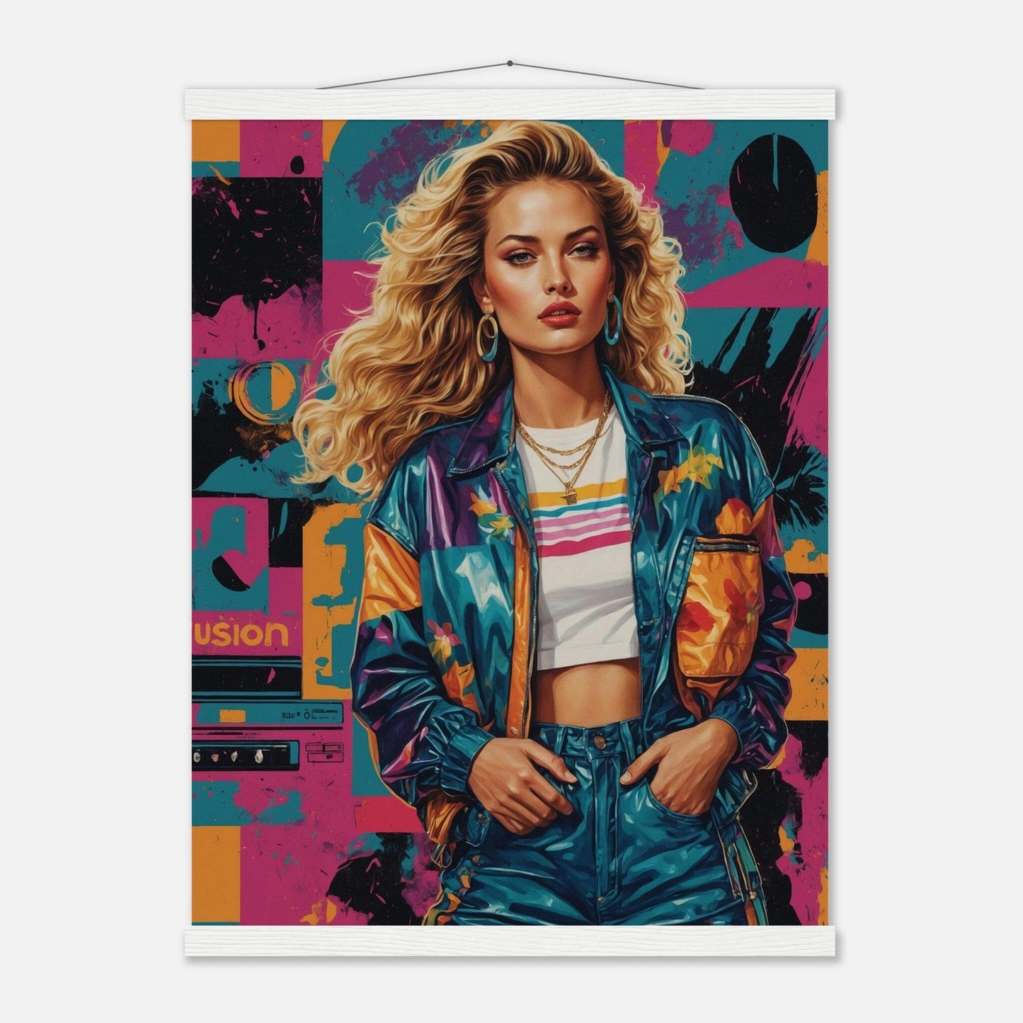 Premium Matte Paper Poster with Hanger - Minimalistische Kunstpräsentation mit Holzhänger Print Material Modern Masterpieces 45x60 cm / 18x24″ White wall hanger 