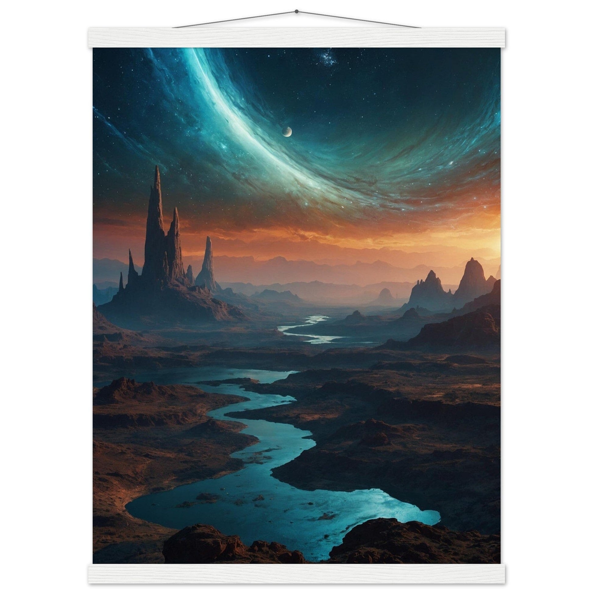 Premium Matte Paper Poster with Hanger - Minimalistische Kunstpräsentation mit Holzhänger Print Material Modern Masterpieces 45x60 cm / 18x24″ White wall hanger 