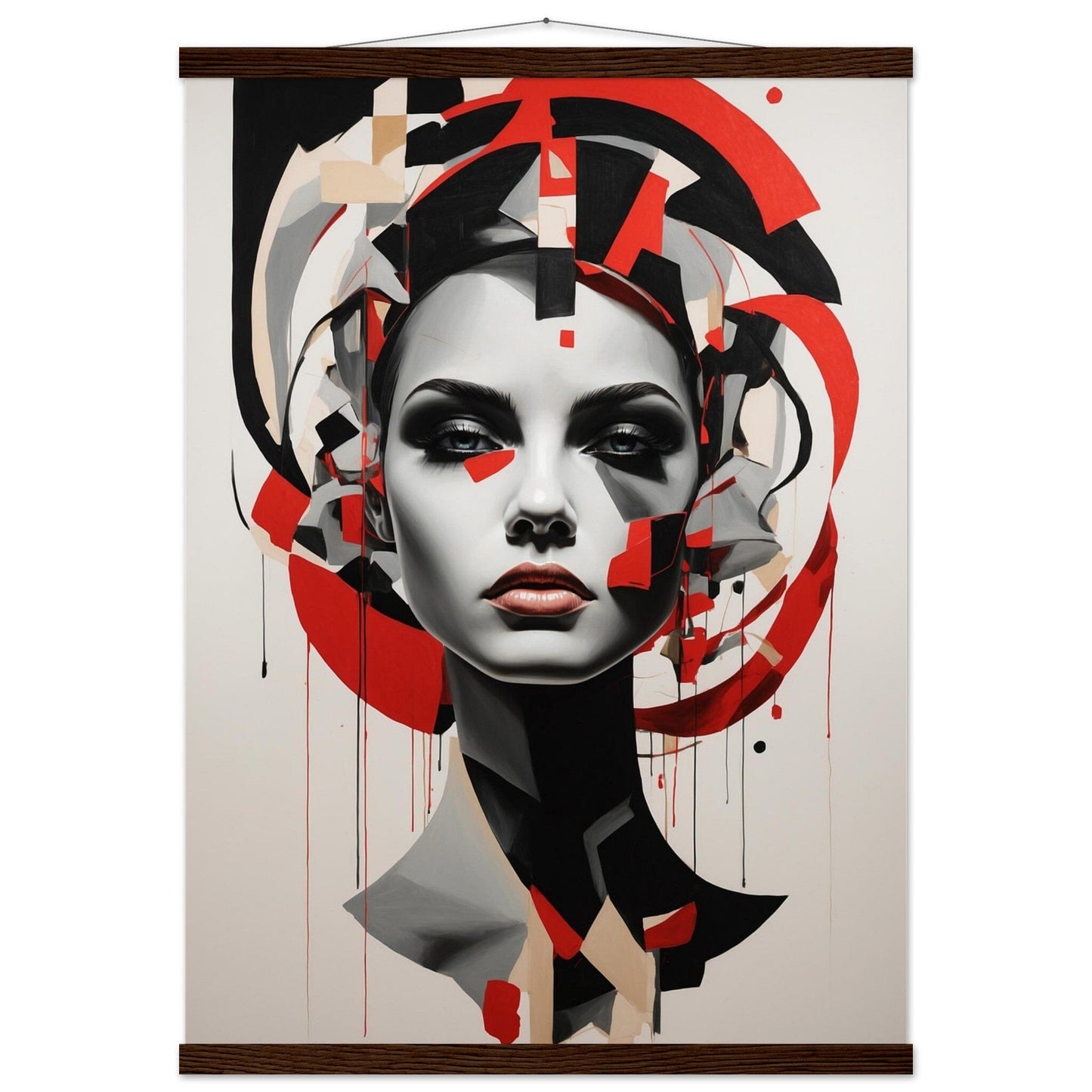 Premium Matte Paper Poster with Hanger - Minimalistische Kunstpräsentation mit Holzhänger Print Material Modern Masterpieces 50x70 cm / 20x28″ Dark wood wall hanger 