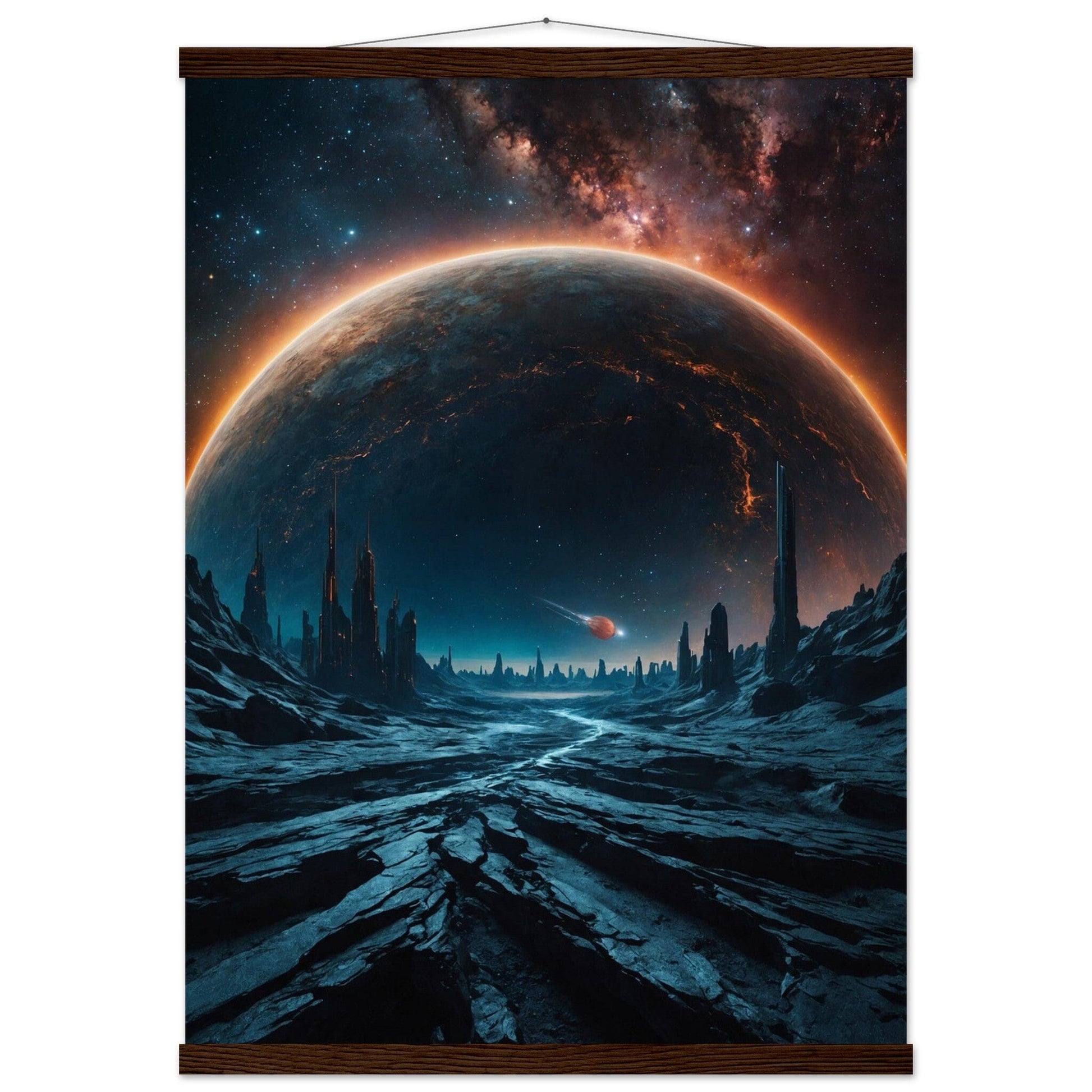 Premium Matte Paper Poster with Hanger - Minimalistische Kunstpräsentation mit Holzhänger Print Material Modern Masterpieces 50x70 cm / 20x28″ Dark wood wall hanger 