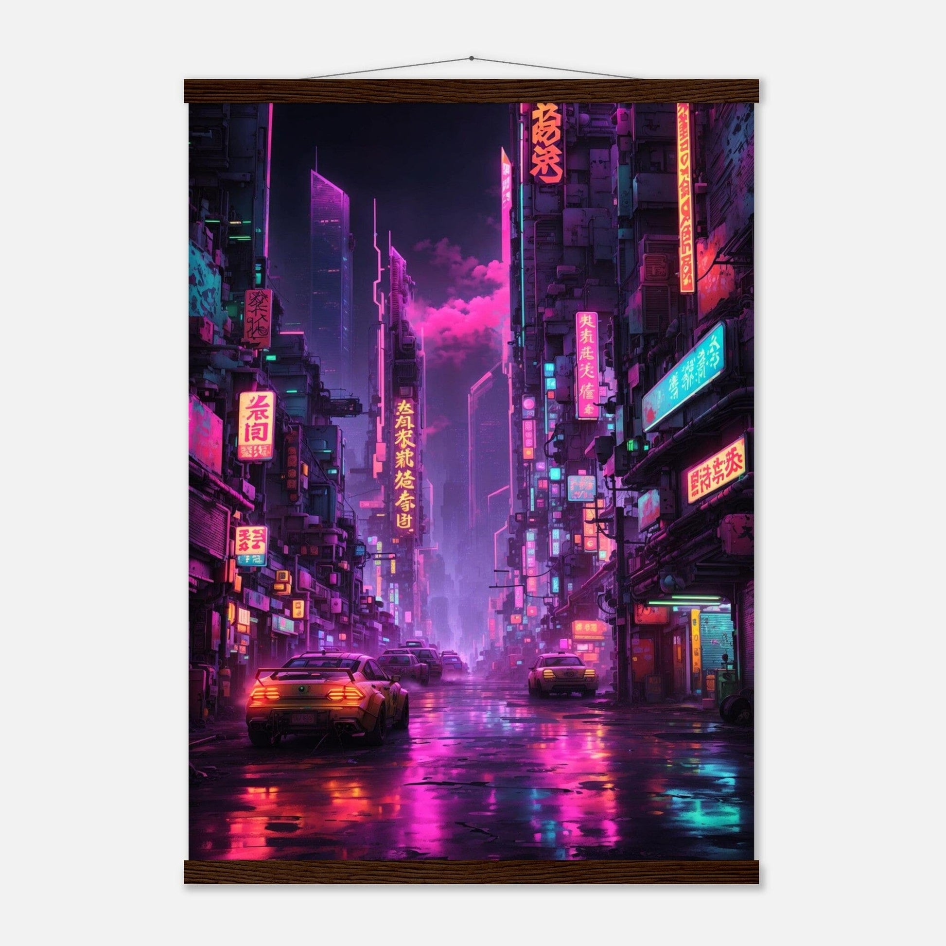 Premium Matte Paper Poster with Hanger - Minimalistische Kunstpräsentation mit Holzhänger Print Material Modern Masterpieces 50x70 cm / 20x28″ Dark wood wall hanger 