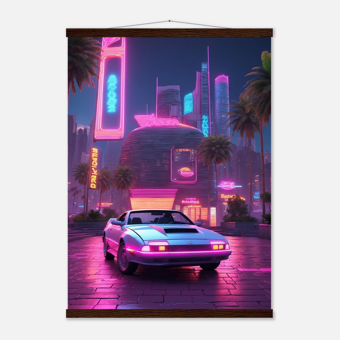 Premium Matte Paper Poster with Hanger - Minimalistische Kunstpräsentation mit Holzhänger Print Material Modern Masterpieces 50x70 cm / 20x28″ Dark wood wall hanger 