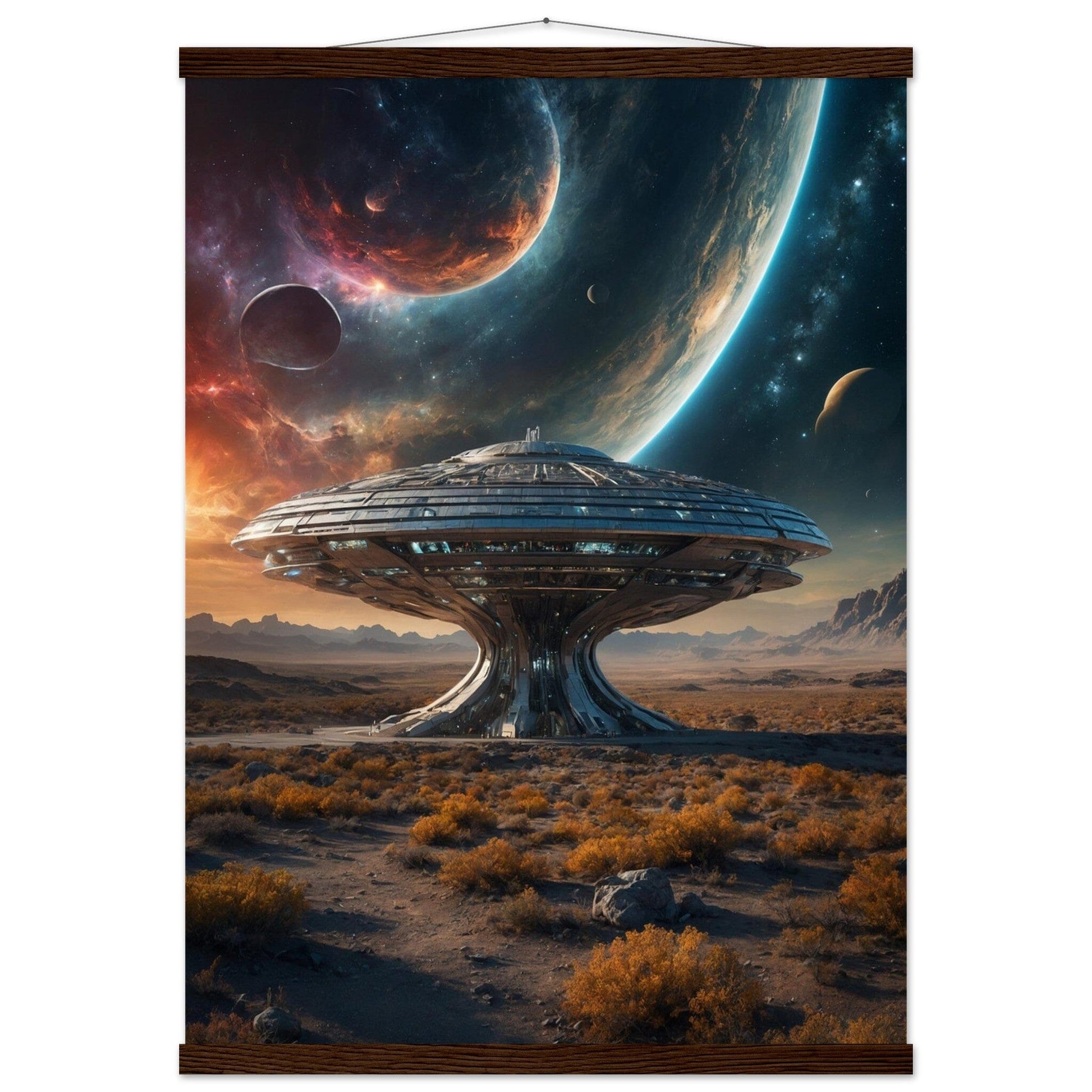 Premium Matte Paper Poster with Hanger - Minimalistische Kunstpräsentation mit Holzhänger Print Material Modern Masterpieces 50x70 cm / 20x28″ Dark wood wall hanger 