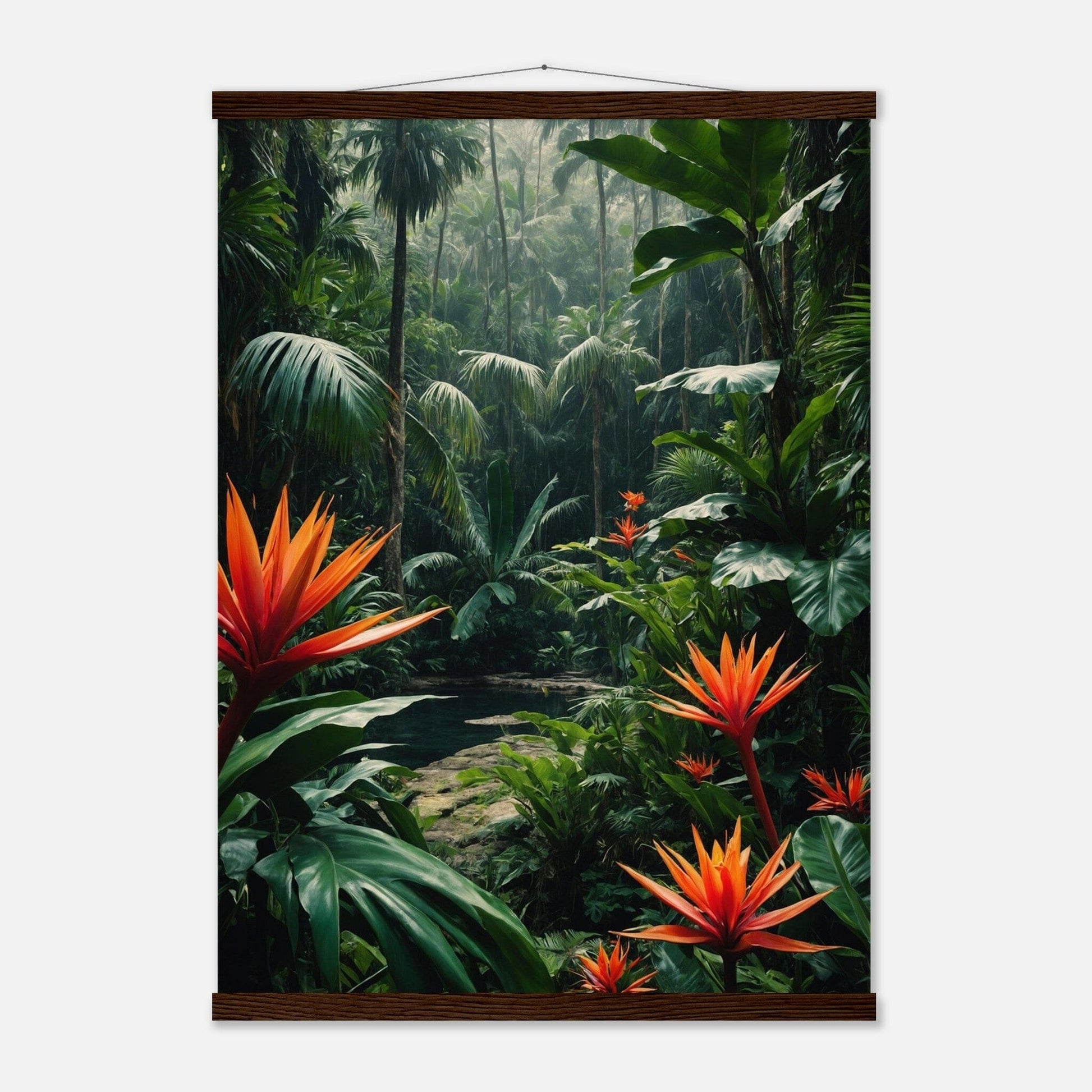 Premium Matte Paper Poster with Hanger - Minimalistische Kunstpräsentation mit Holzhänger Print Material Modern Masterpieces 50x70 cm / 20x28″ Dark wood wall hanger 