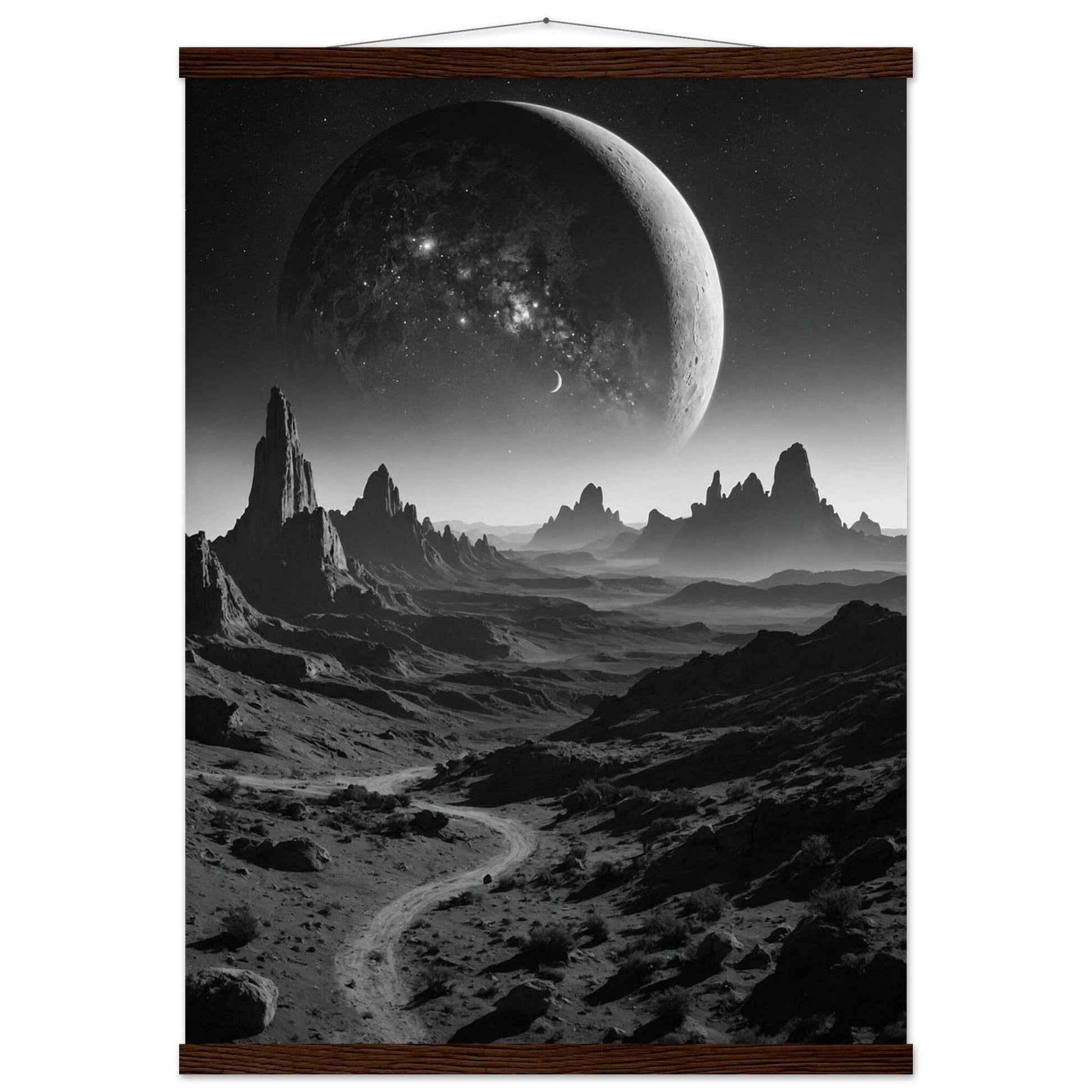 Premium Matte Paper Poster with Hanger - Minimalistische Kunstpräsentation mit Holzhänger Print Material Modern Masterpieces 50x70 cm / 20x28″ Dark wood wall hanger 