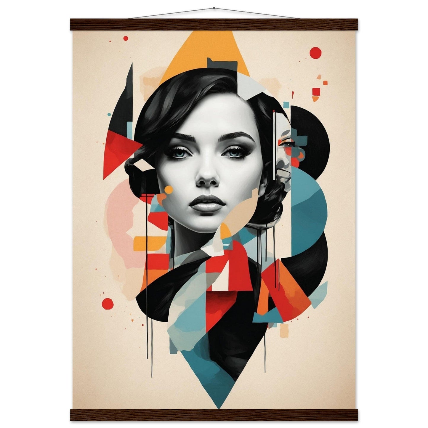 Premium Matte Paper Poster with Hanger - Minimalistische Kunstpräsentation mit Holzhänger Print Material Modern Masterpieces 50x70 cm / 20x28″ Dark wood wall hanger 