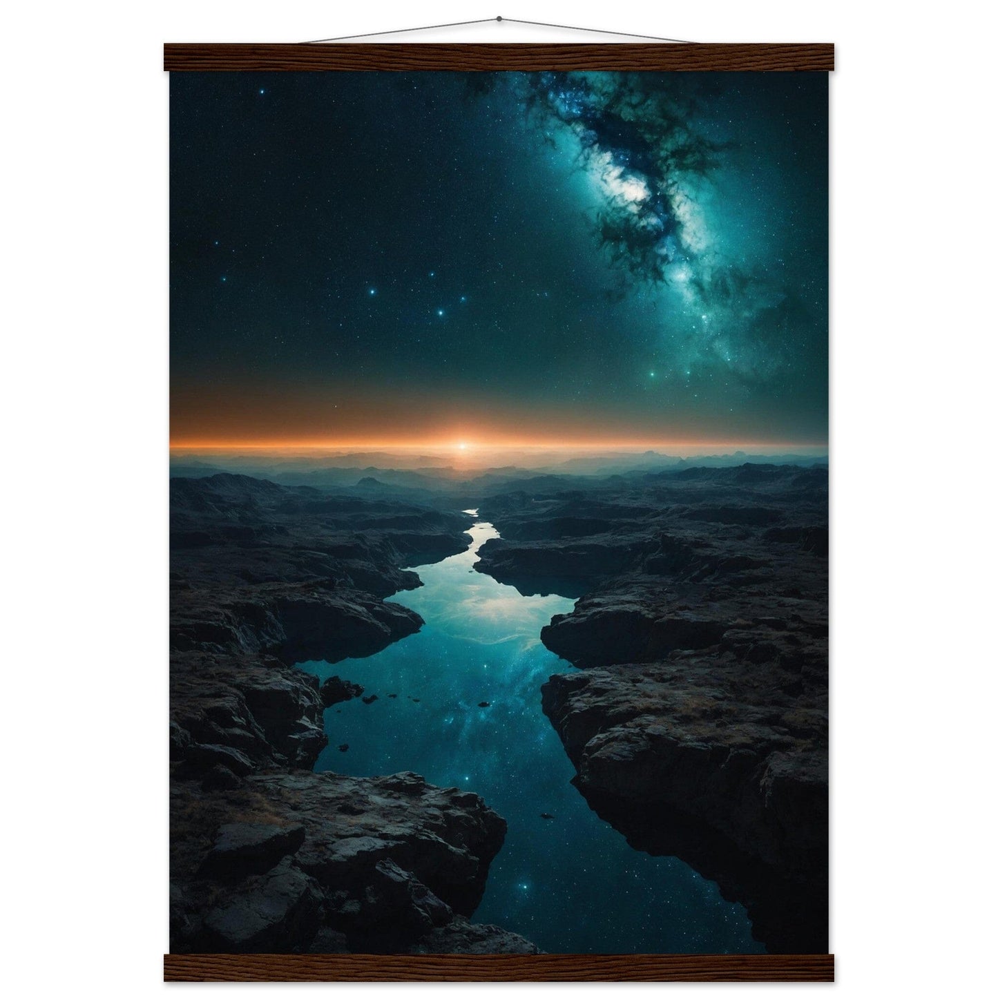 Premium Matte Paper Poster with Hanger - Minimalistische Kunstpräsentation mit Holzhänger Print Material Modern Masterpieces 50x70 cm / 20x28″ Dark wood wall hanger 